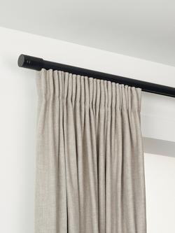 John Lewis Select Gliding Curtain Pole with Barrel Finial, Wall Fix, Dia.30mm, Satin Soft Black