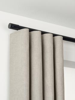 John Lewis Select Curl Gliding Curtain Pole with Barrel Finial, Wall Fix, Dia.30mm, Satin Soft Black