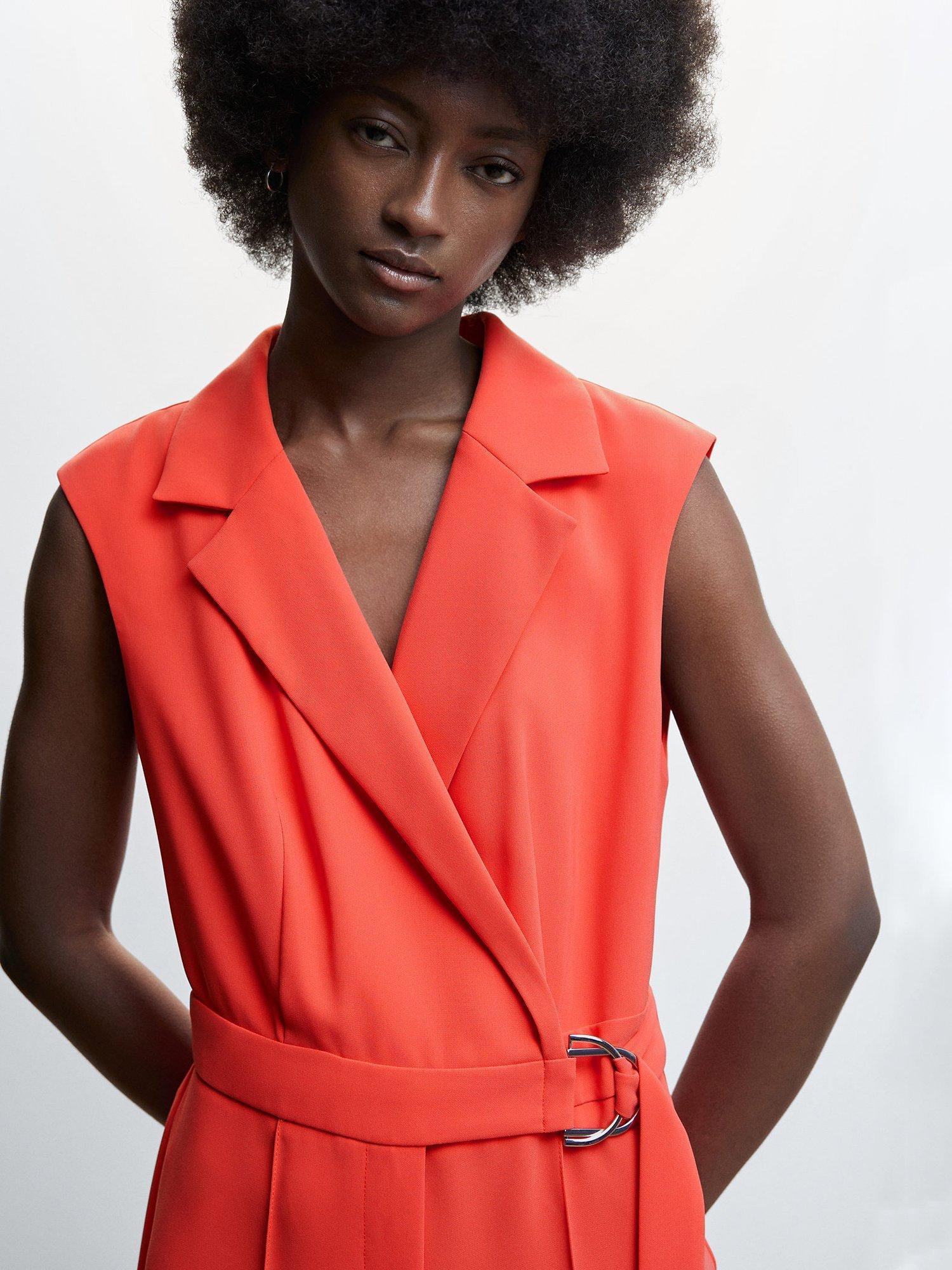 Mango Candela Wrap Belt Jumpsuit, Bright Red