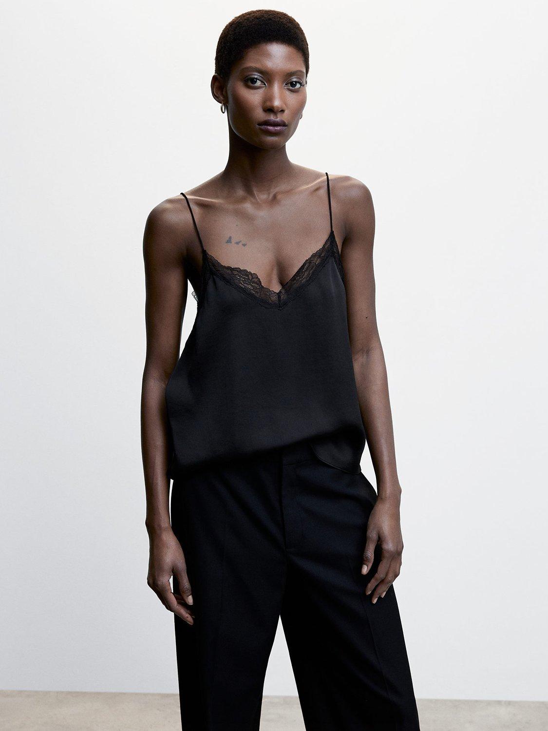 Mango Lace Trim Cami Top