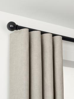 John Lewis Select Curl Gliding Curtain Pole with Ball Finial, Wall Fix, Dia.30mm, Satin Soft Black