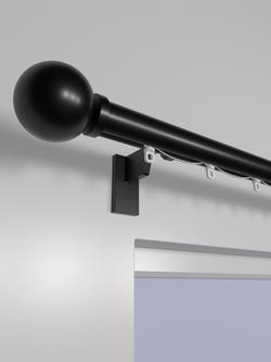 John Lewis Select Curl Gliding Curtain Pole with Ball Finial, Wall Fix, Dia.30mm - view 2, Satin Soft Black