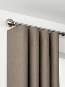 John Lewis Select Curl Gliding Curtain Pole with Ball Finial, Wall Fix, Dia.30mm, Brushed Steel