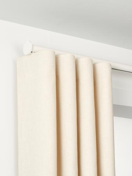 John Lewis Made to Order Select Curl Gliding Curtain Pole with Disc Finial, Wall Fix, Dia.30mm, Satin Chalk