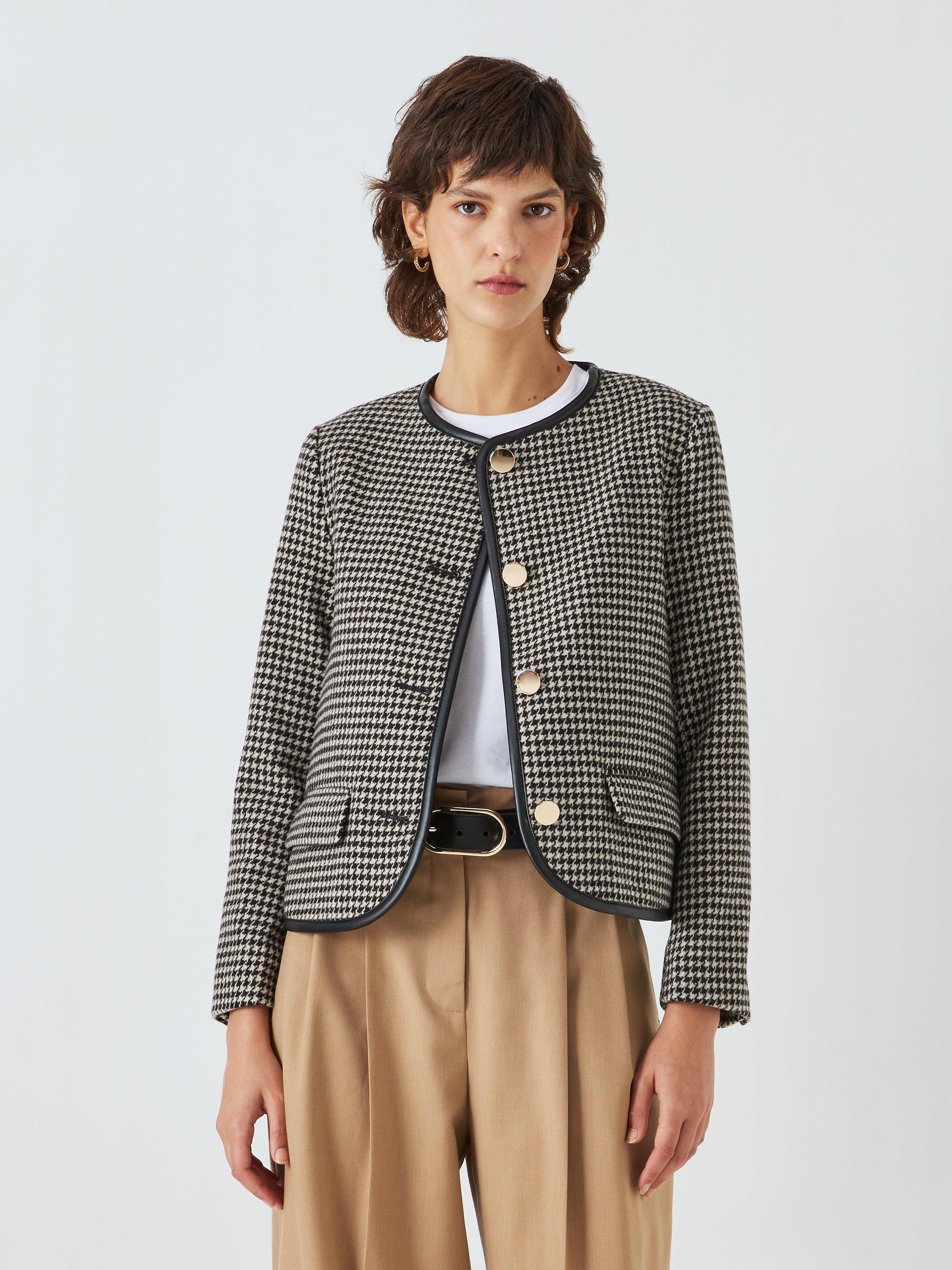 John Lewis Dogtooth Collarless Jacket