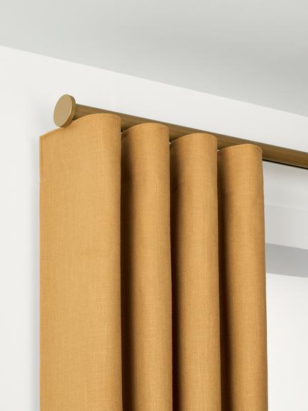 John Lewis Made to Order Select Curl Gliding Curtain Pole with Disc Finial, Wall Fix, Dia.30mm, Satin Gold