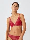 AND/OR Wren Lace Underwired Plunge Bra, B-F Cup Sizes, Lipstick Red