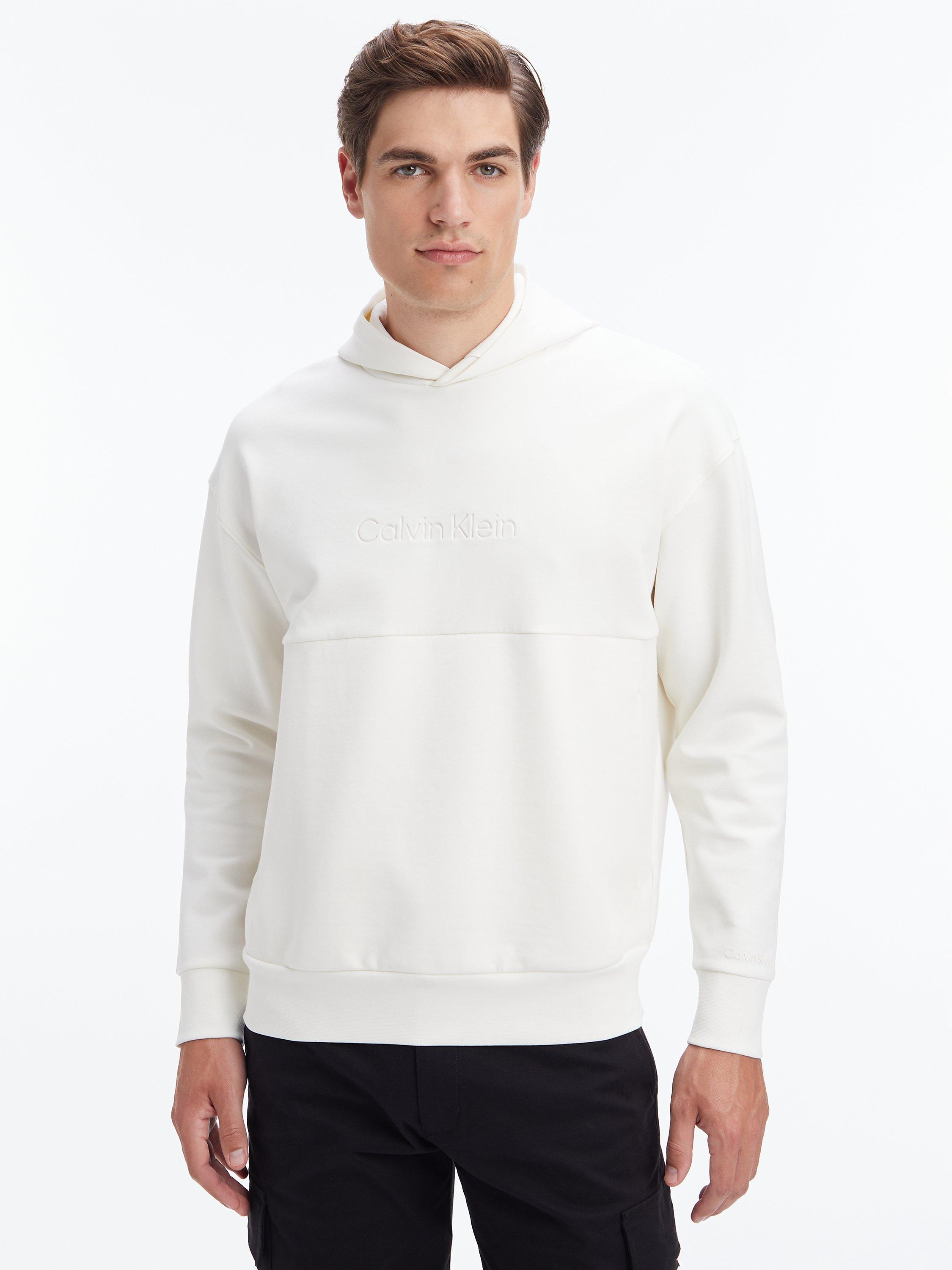 Calvin Klein Debossed Logo Hoodie, Egret