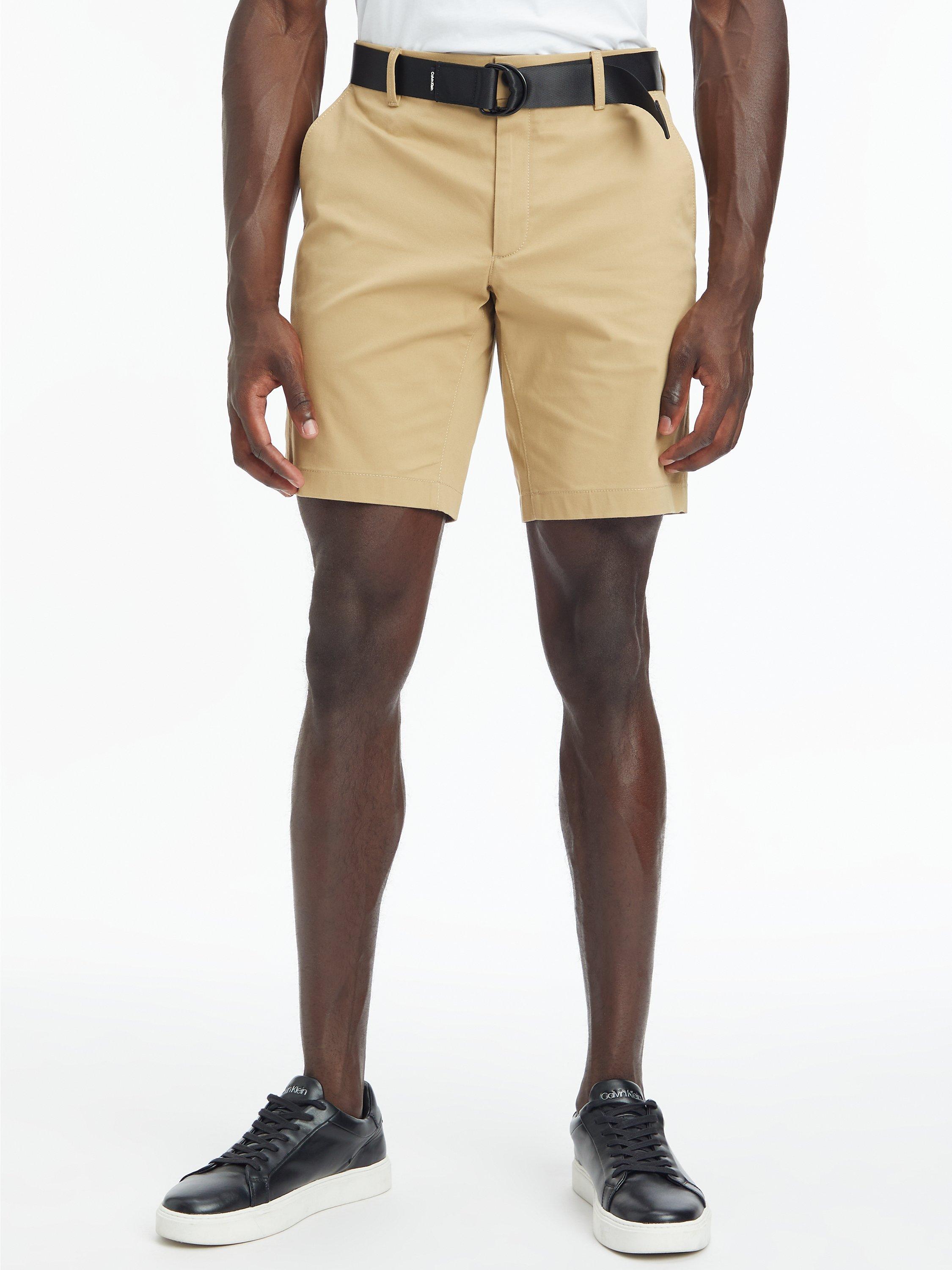 Calvin Klein Modern Twill Minimal Slim Fit Belted Shorts, Travertine