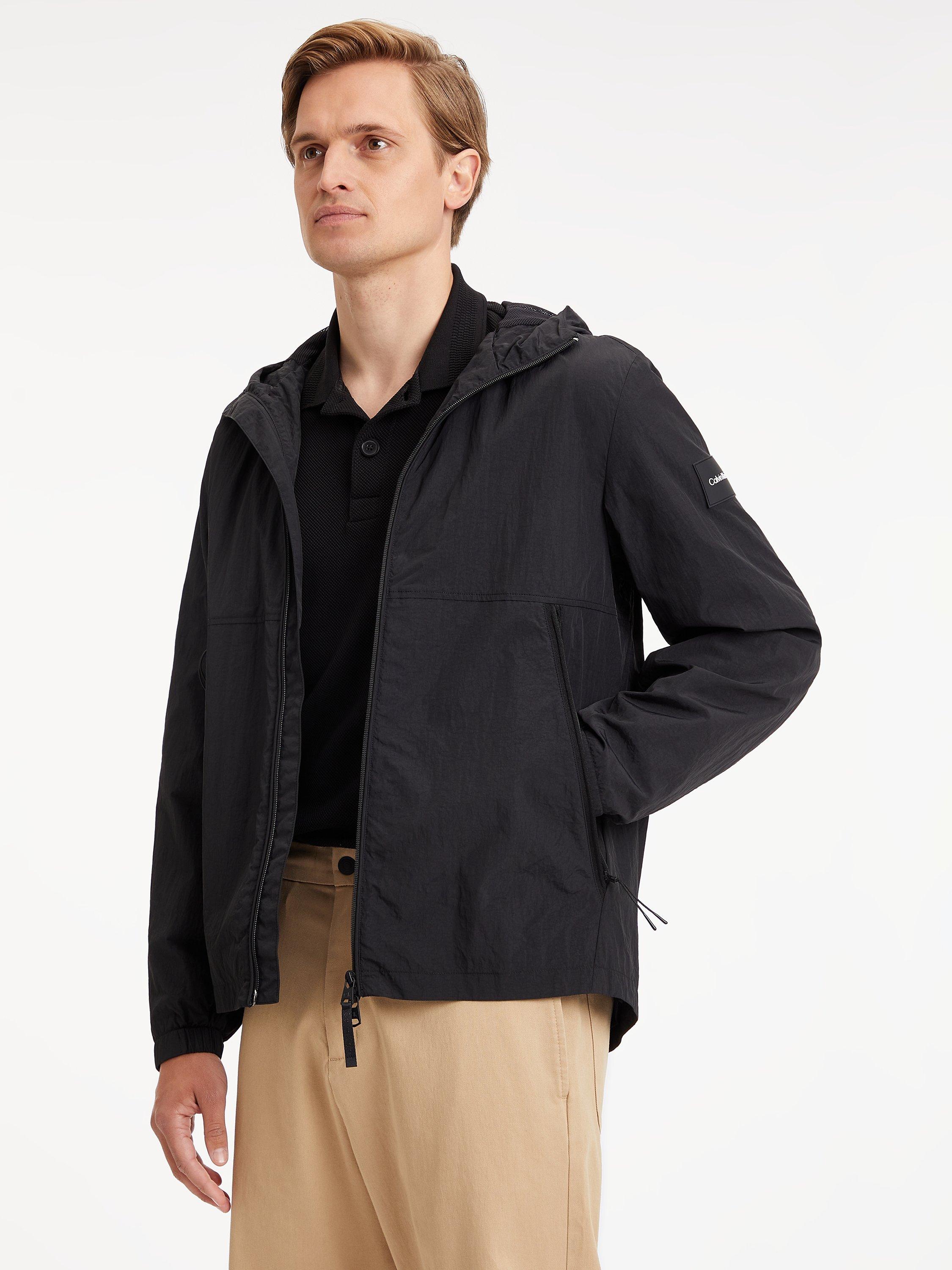 Calvin Klein Crinkle Nylon Zip Up Hooded Jacket