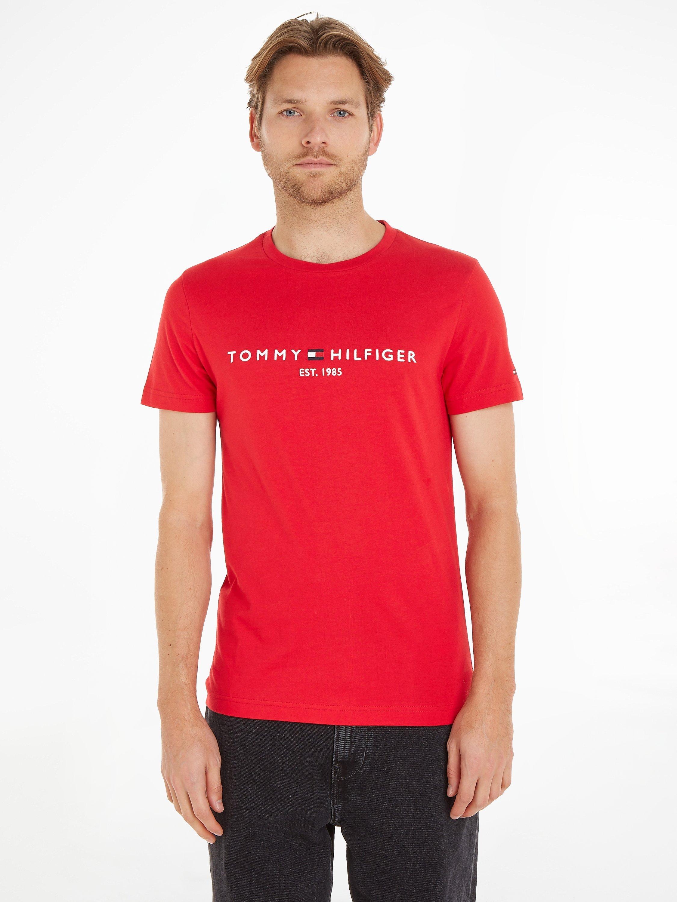 Tommy Hilfiger Flag Logo Crew Neck T-Shirt, Primary Red