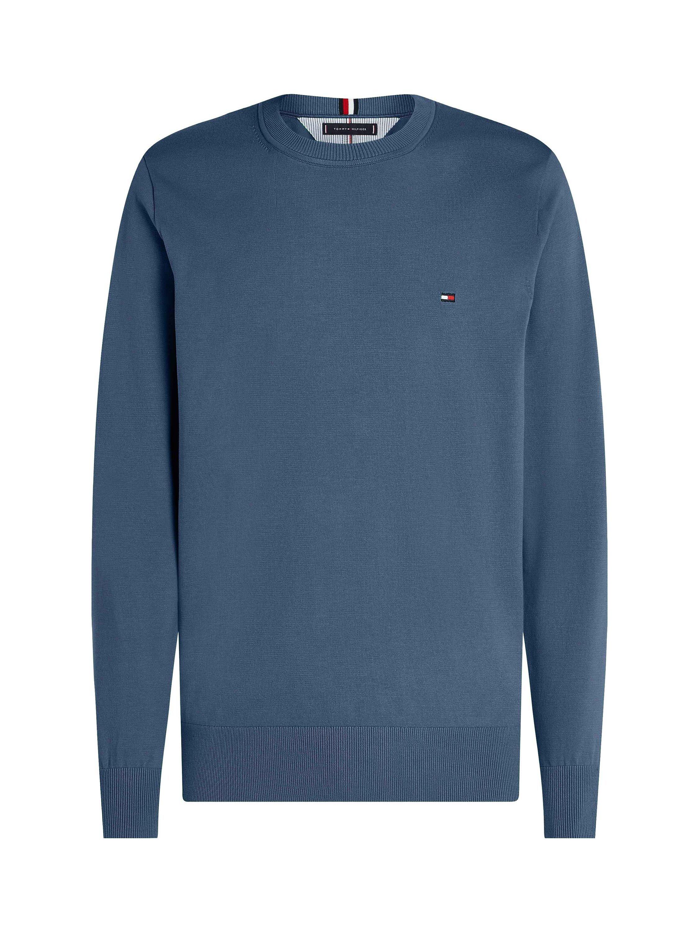 Tommy Hilfiger Fine Knit Cotton Blend Jumper, Blue Coast