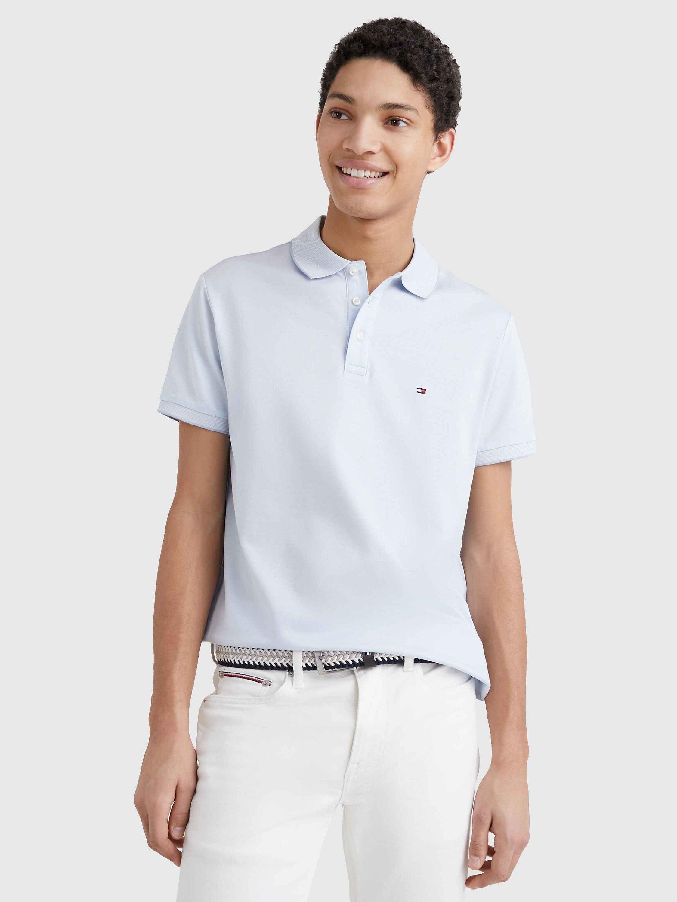 Tommy Hilfiger Oxford Logo Collar Polo Shirt, Breezy Blue / White