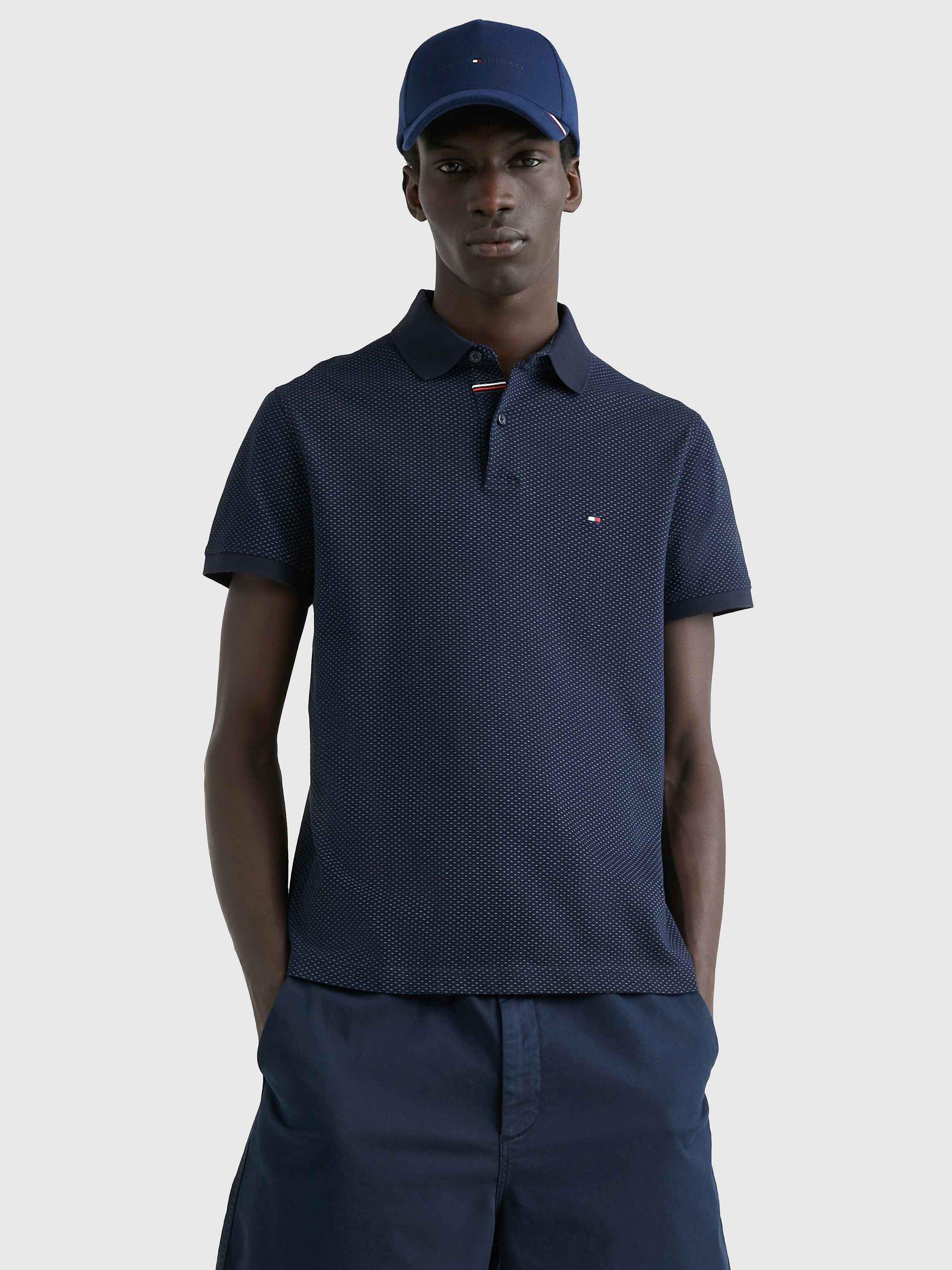 Tommy Hilfiger 1985 Micro Print Slim Fit Polo Shirt, Desert Sky