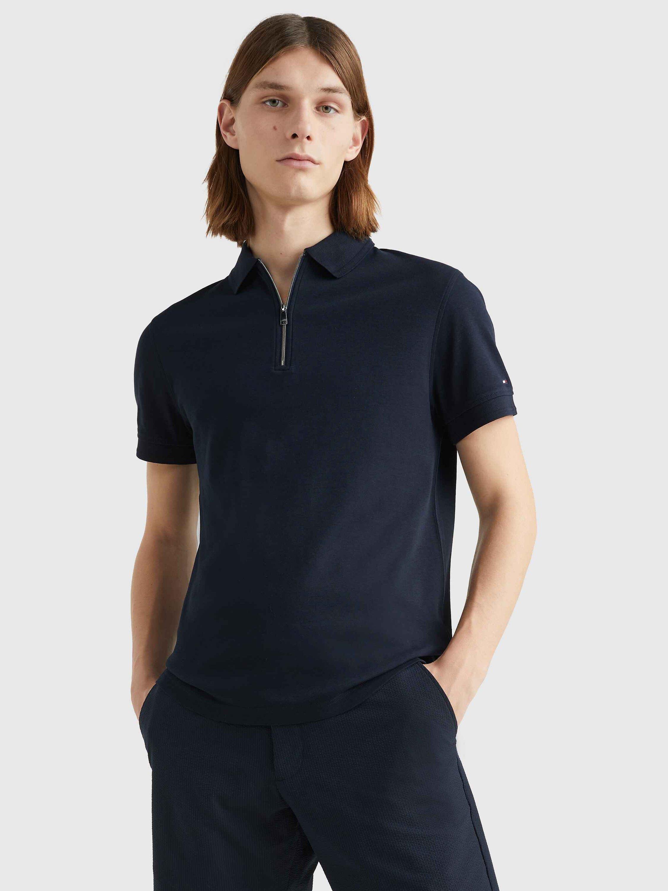 Tommy Hilfiger Zip Neck Slim Fit Polo Shirt, Desert Sky