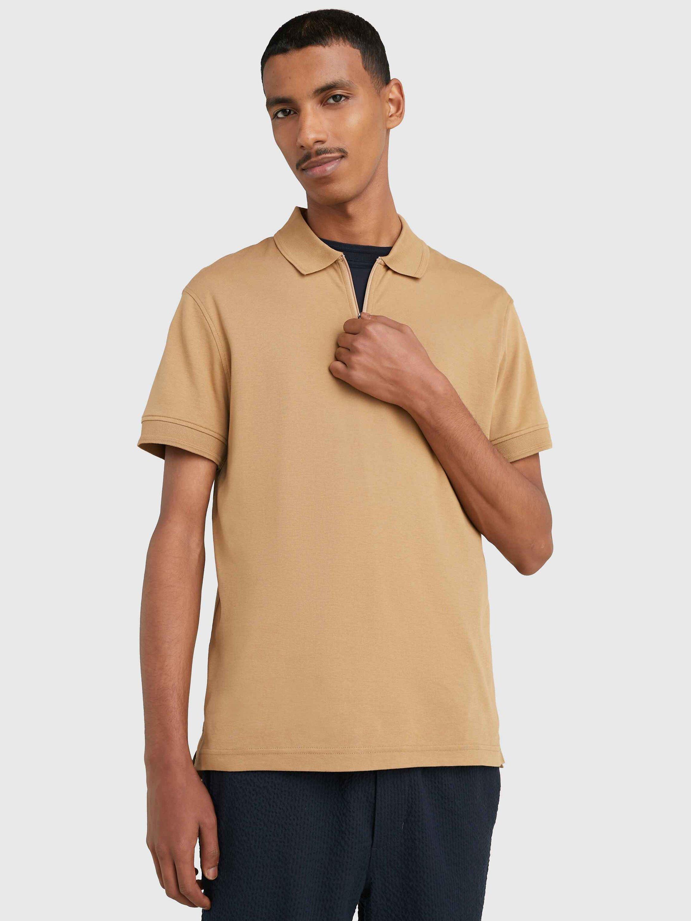 Tommy Hilfiger Zip Neck Slim Fit Polo Shirt, Countryside Khaki