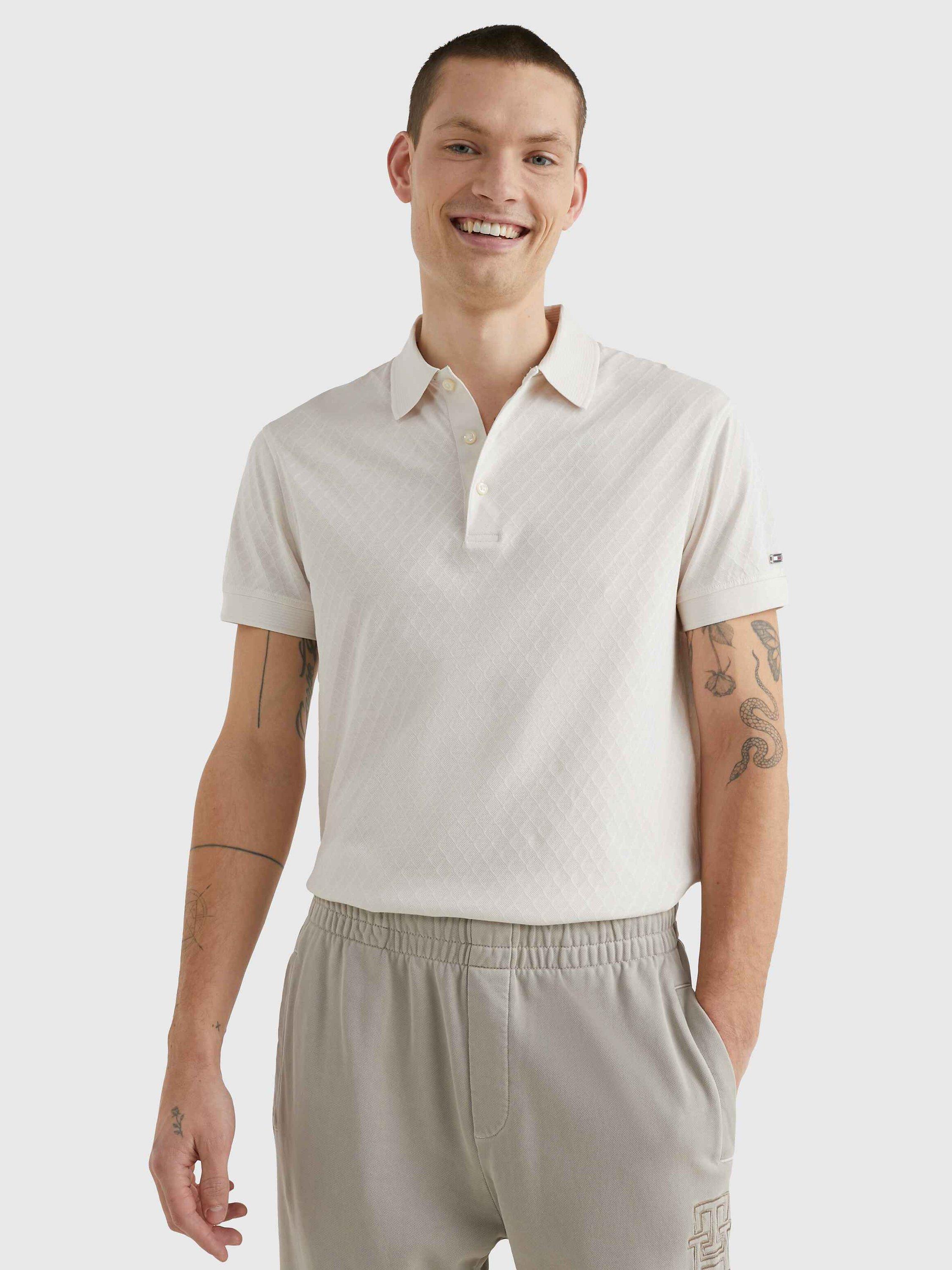 Tommy Hilfiger Tonal Structure Slim Polo Top, Weathered White