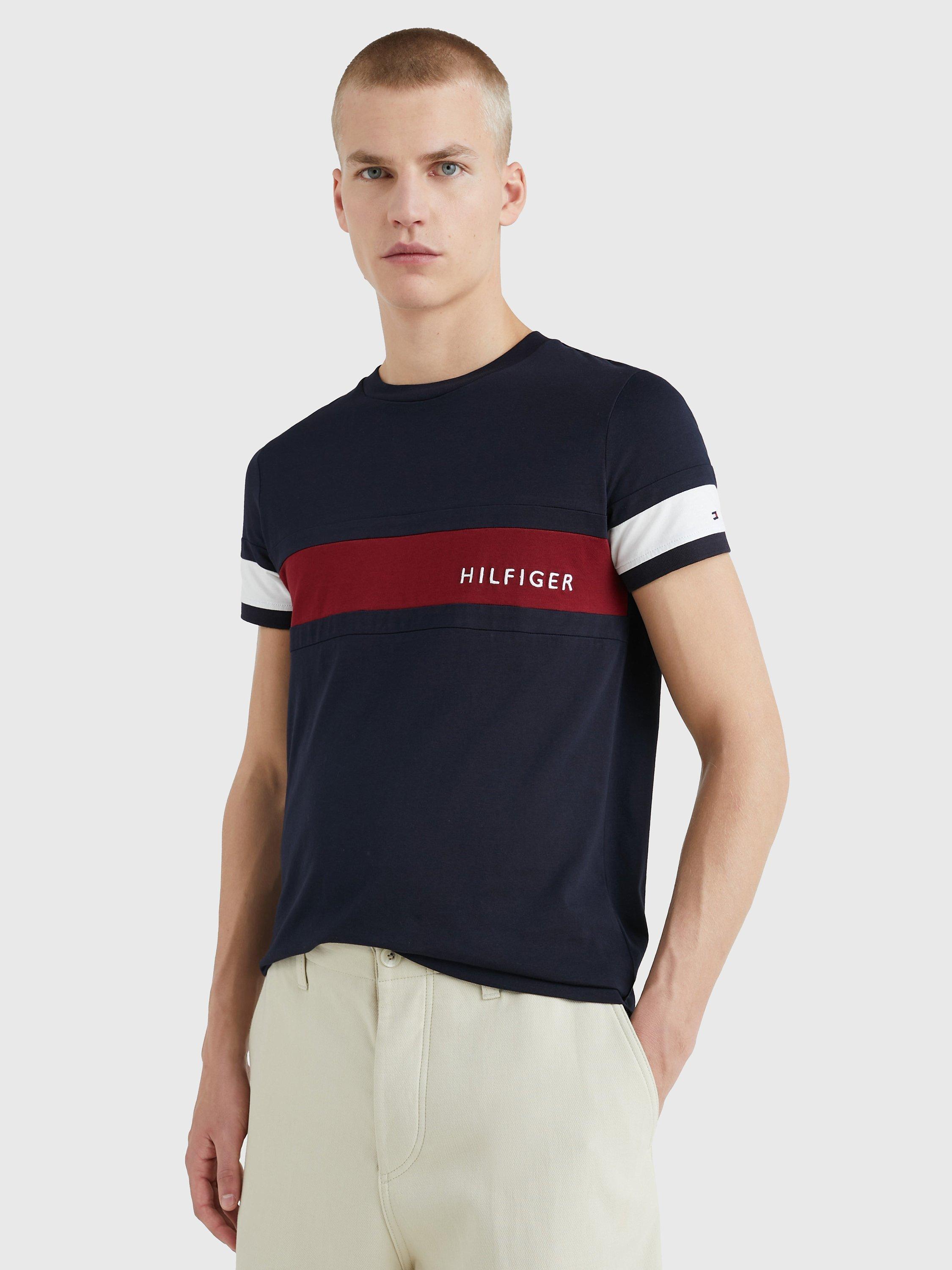 Tommy Hilfiger Colourblock Crew Neck T-Shirt, Desert Sky