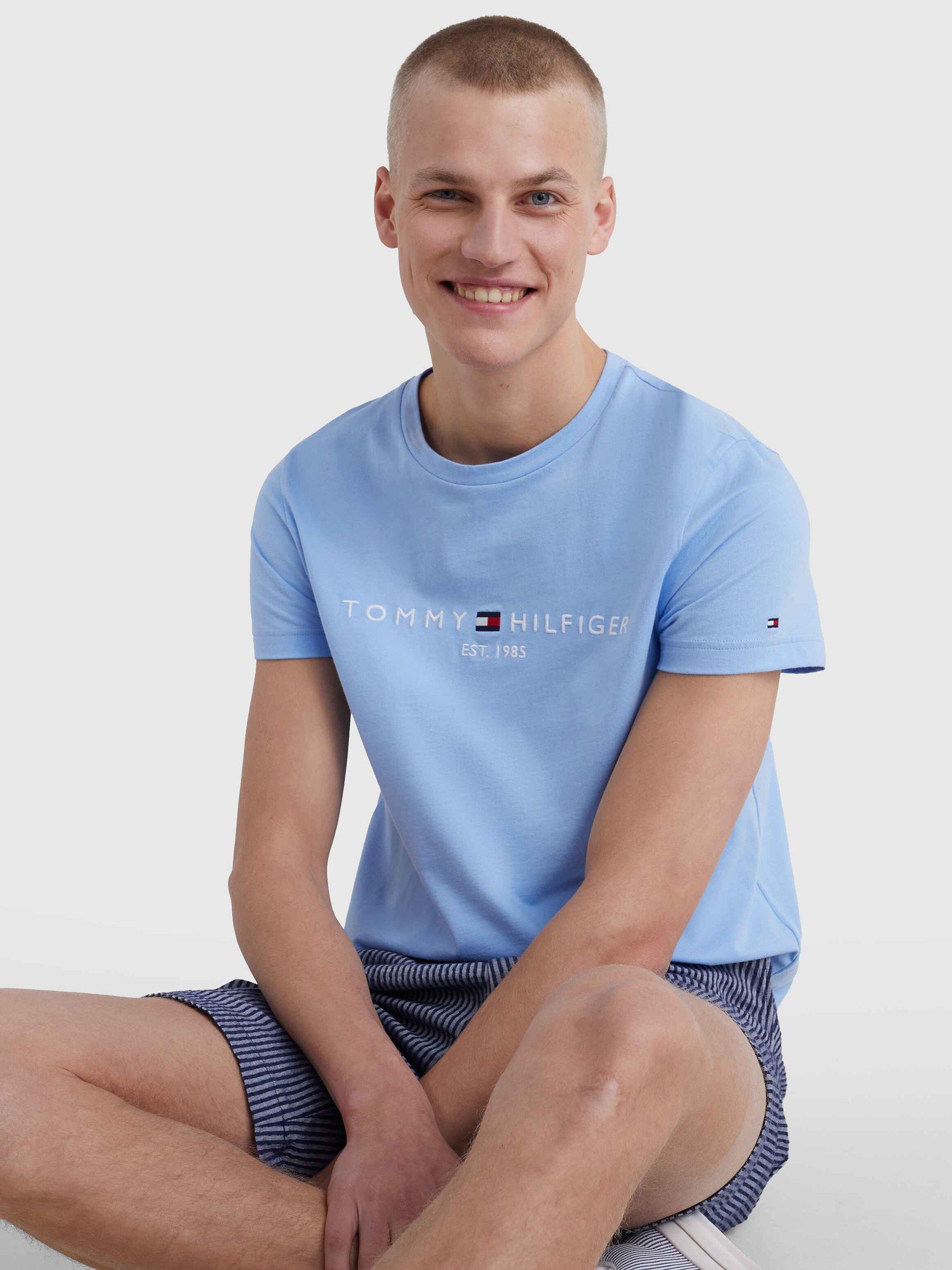 Tommy Hilfiger Flag Logo Crew Neck T-Shirt, Vessel Blue, XS