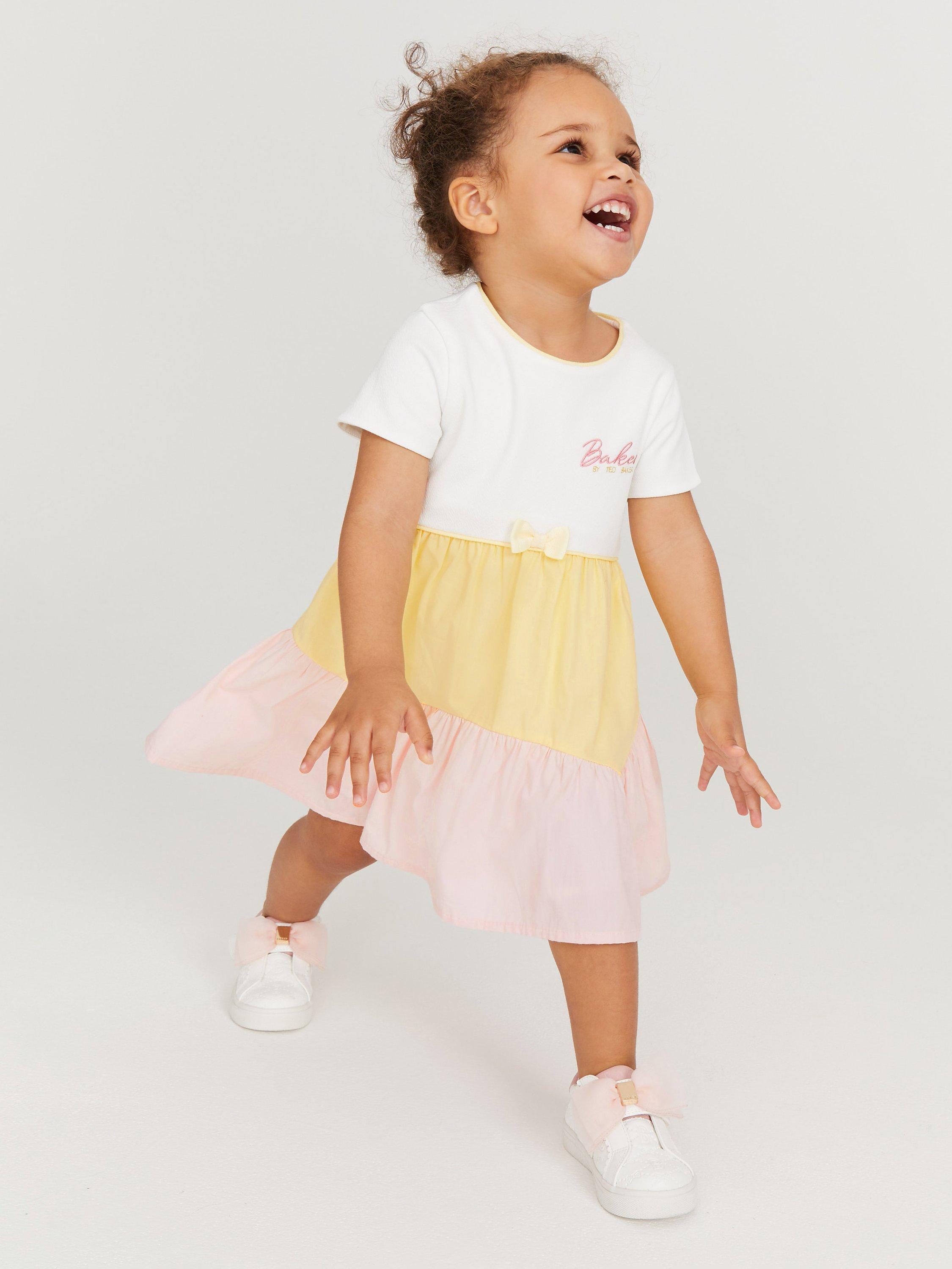 Ted Baker Baby Colour Block Bow Dress, Multi