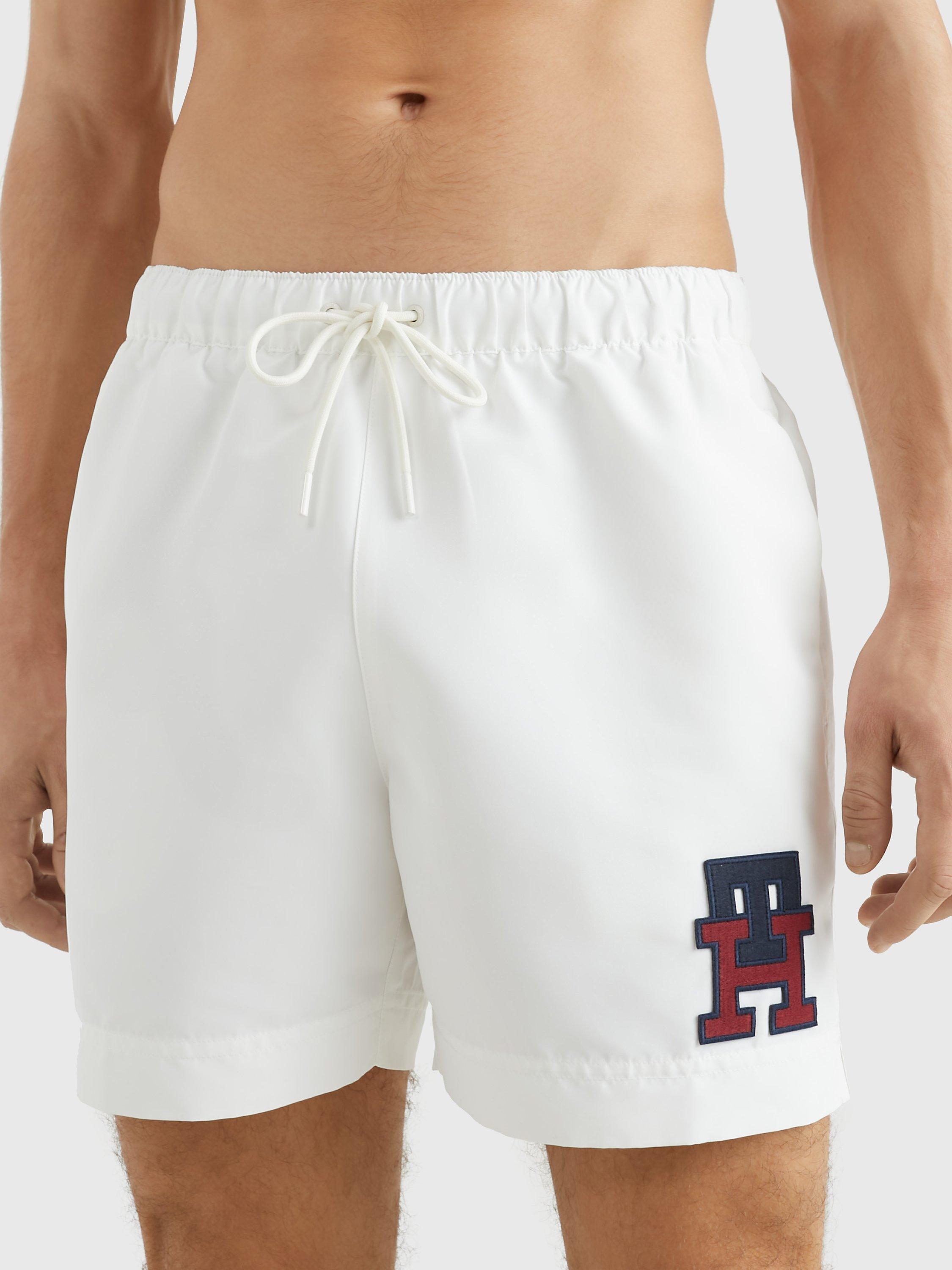 Tommy Hilfiger Recycled Polyester Side Logo Swim Shorts, Ivory