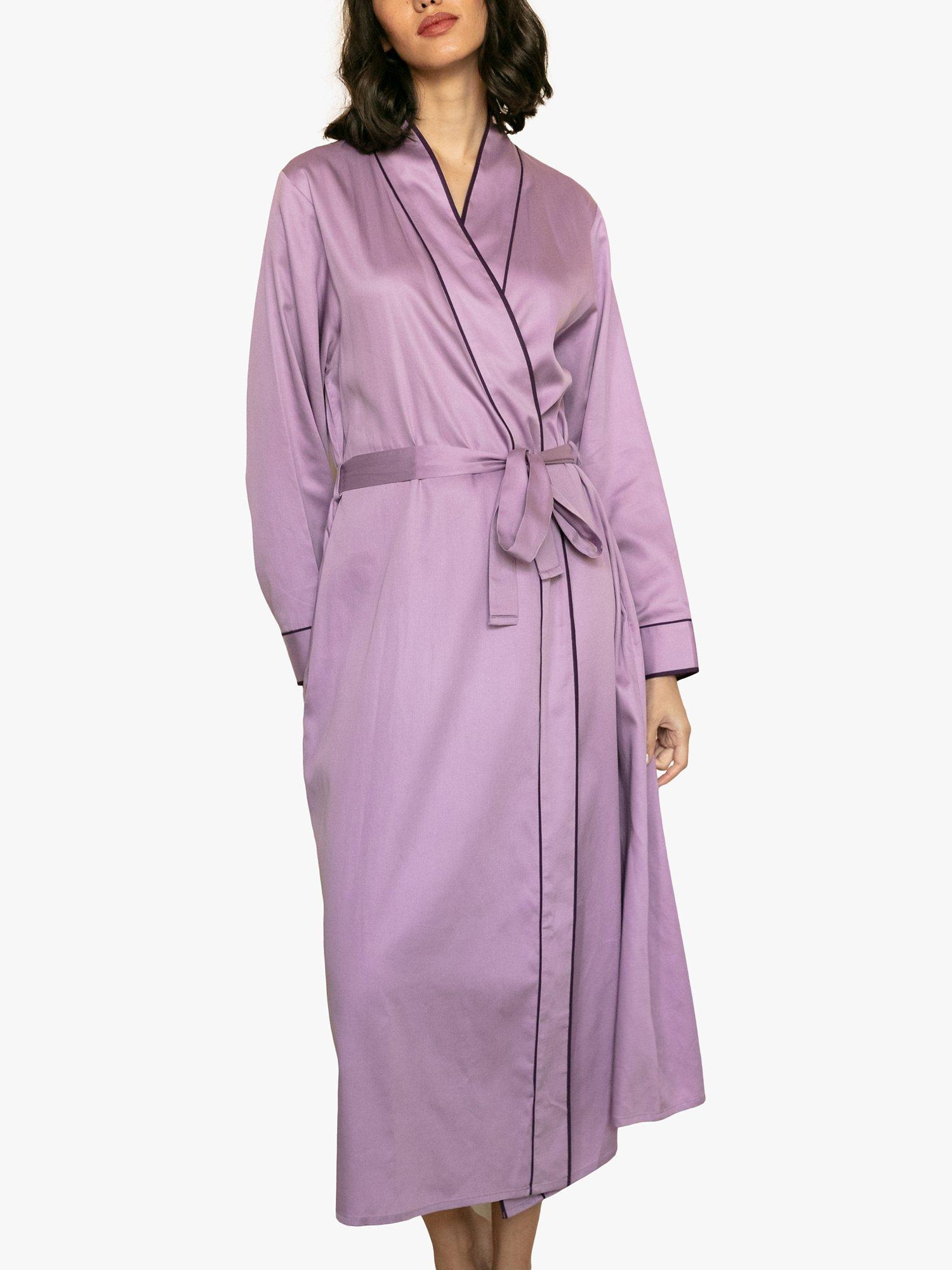 Product image 1 of 4, which shows Fable & Eve Wimbledon Solid Dressing Gown, Lilac, 16