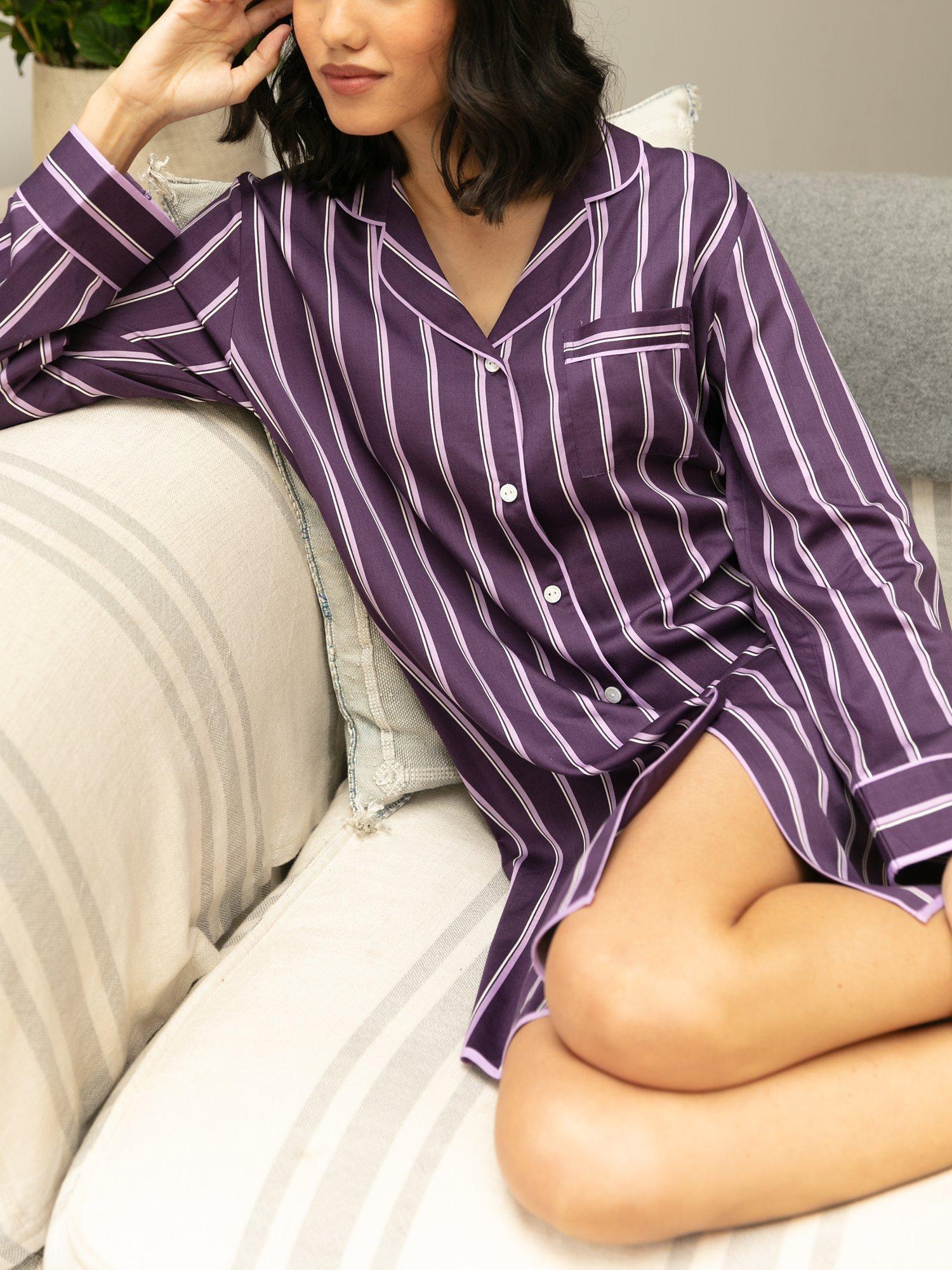 Product image 3 of 4, which shows Fable & Eve Stripe Nightshirt, Purple, 8