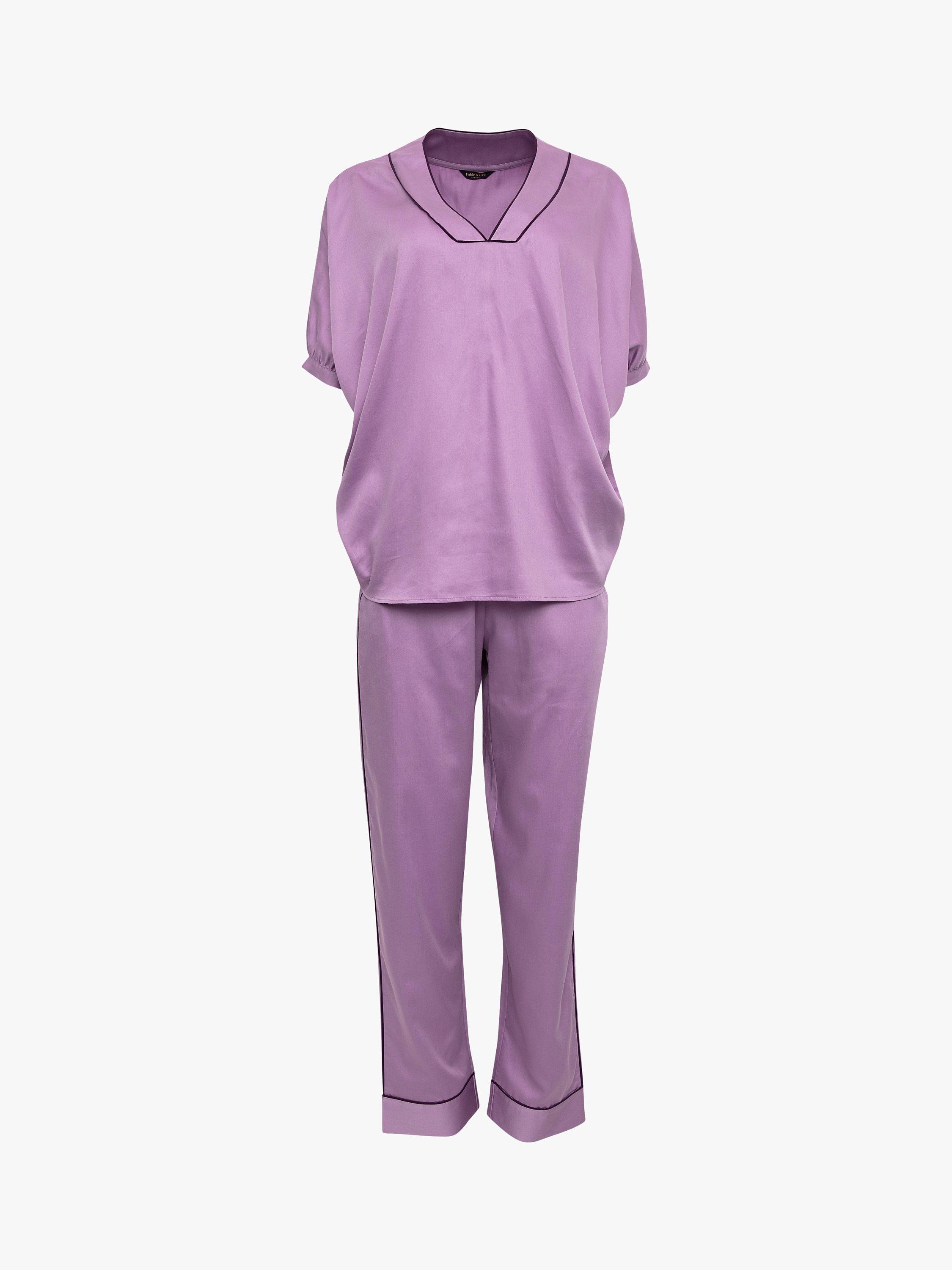 Fable & Eve Silky Pyjama Set, Lilac, 8