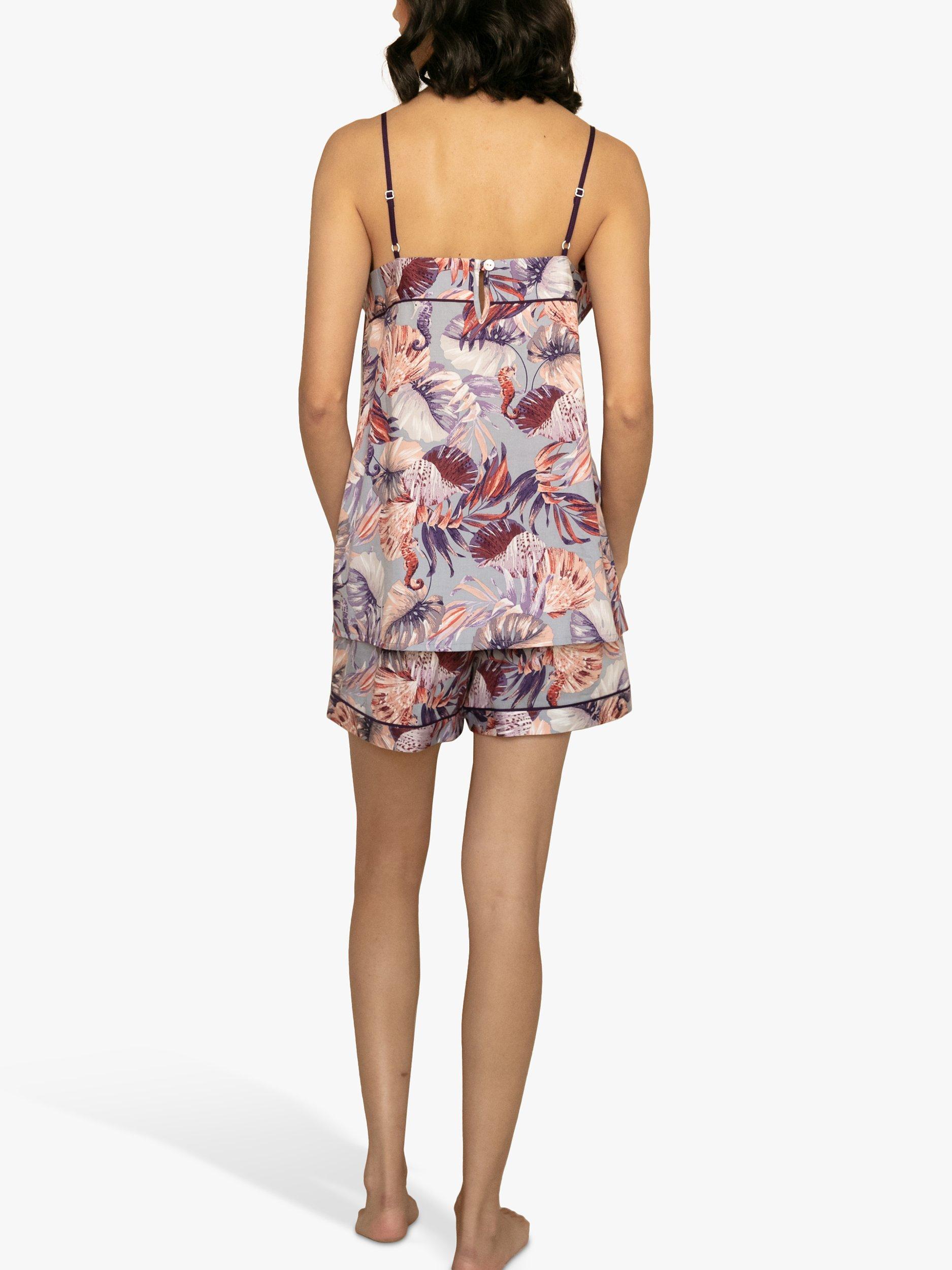 Product image 2 of 4, which shows Fable & Eve Wimbledon Sea Horse Shorty Pyjamas, Lilac, 8