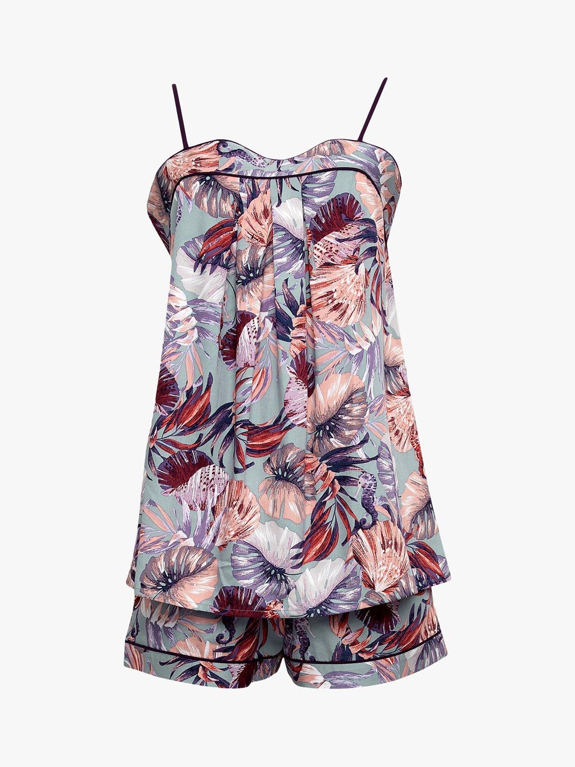 Product image 3 of 4, which shows Fable & Eve Wimbledon Sea Horse Shorty Pyjamas, Lilac, 8