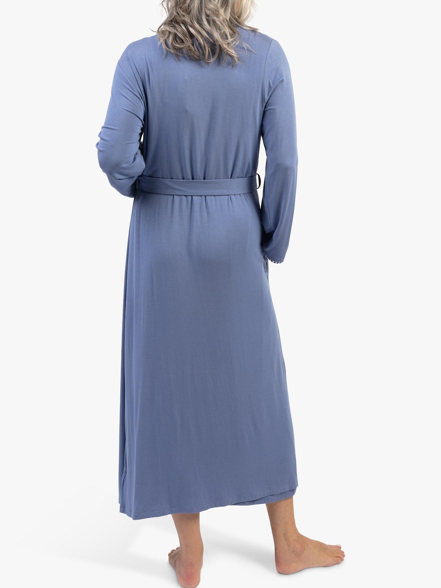 Product image 2 of 3, which shows Nora Rose by Cyberjammies Knit Wrap Dressing Gown, Cornflower Blue, 12