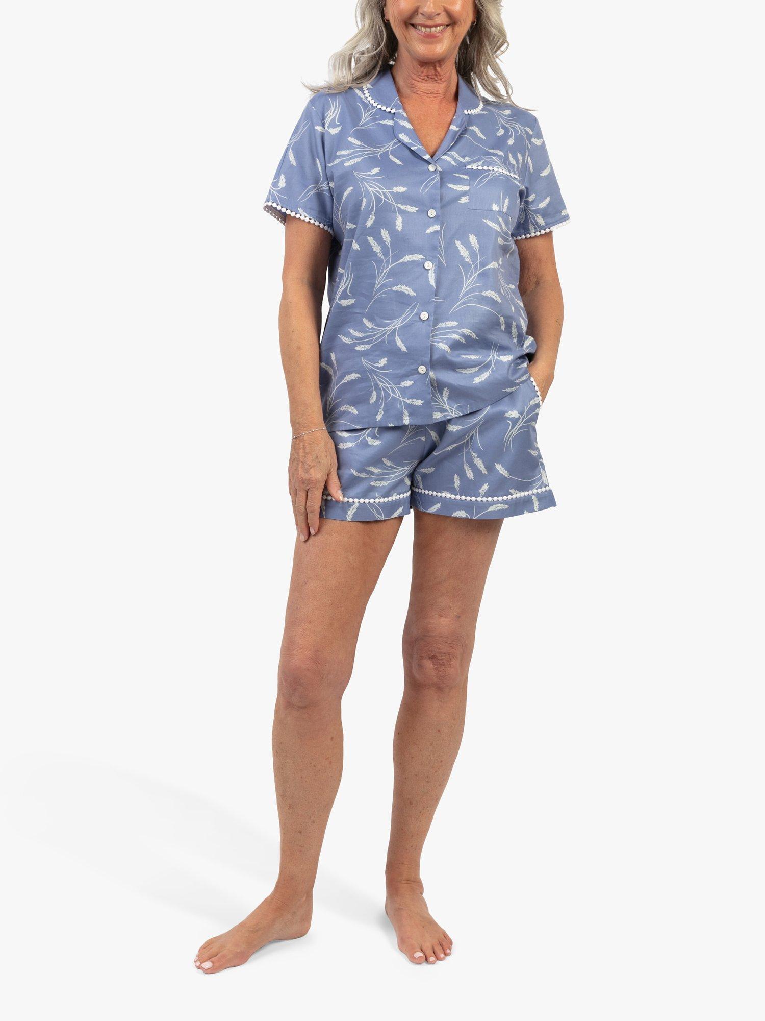 Product image 1 of 4, which shows Nora Rose by Cyberjammies Spikelet Pyjama Shorts Set, Cornflower Blue, 8