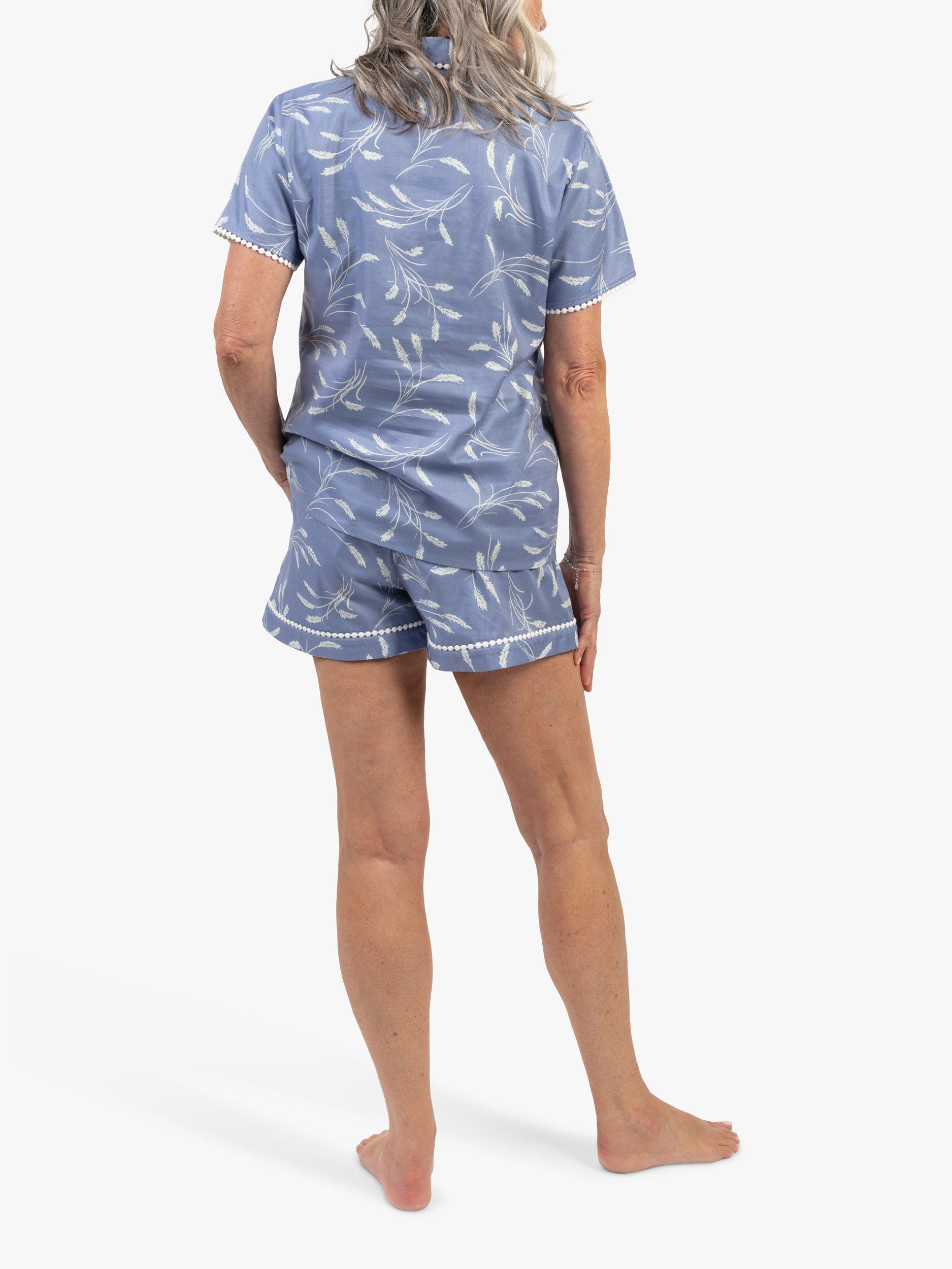 Product image 2 of 4, which shows Nora Rose by Cyberjammies Spikelet Pyjama Shorts Set, Cornflower Blue, 8