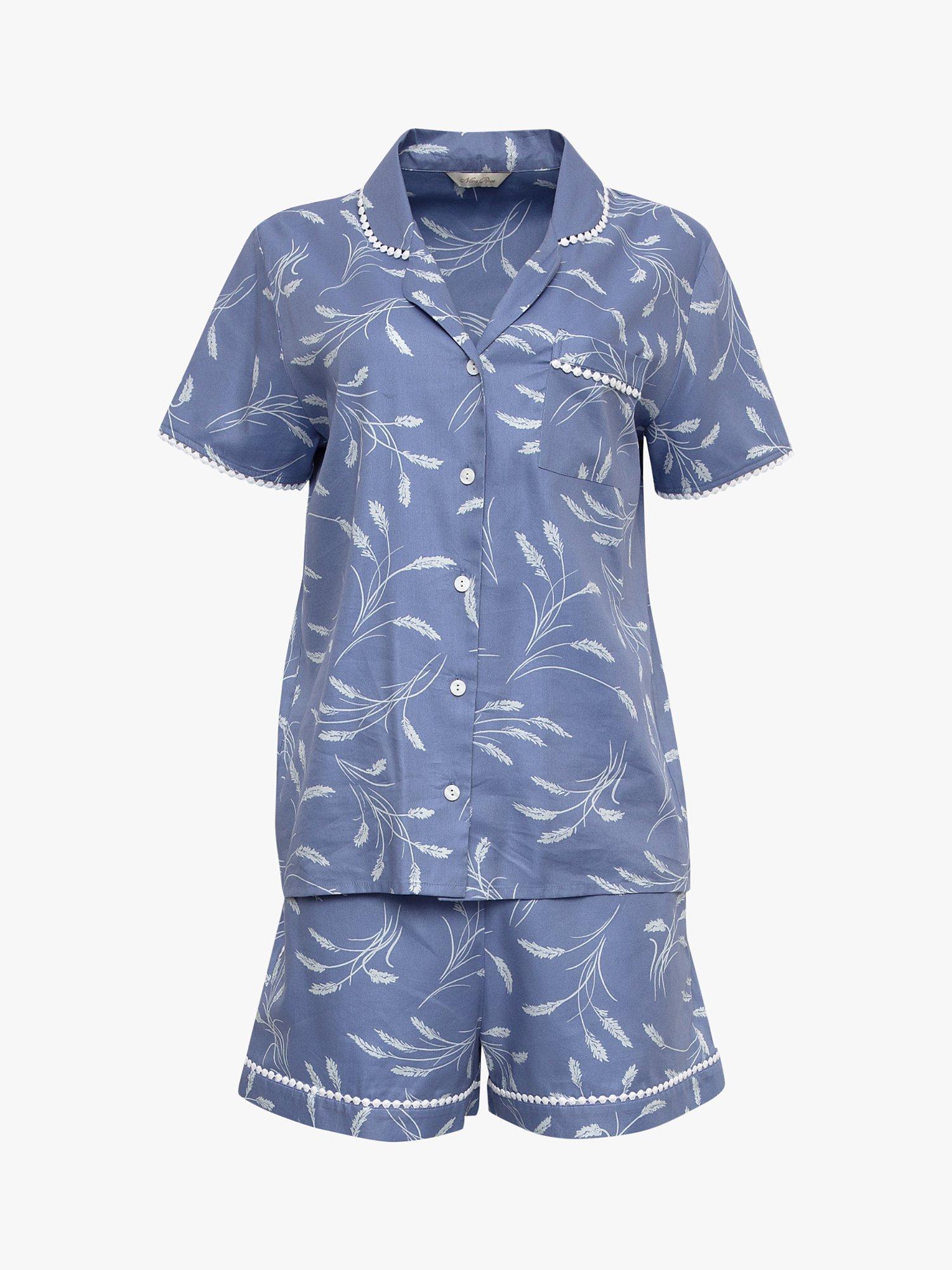Product image 3 of 4, which shows Nora Rose by Cyberjammies Spikelet Pyjama Shorts Set, Cornflower Blue, 8
