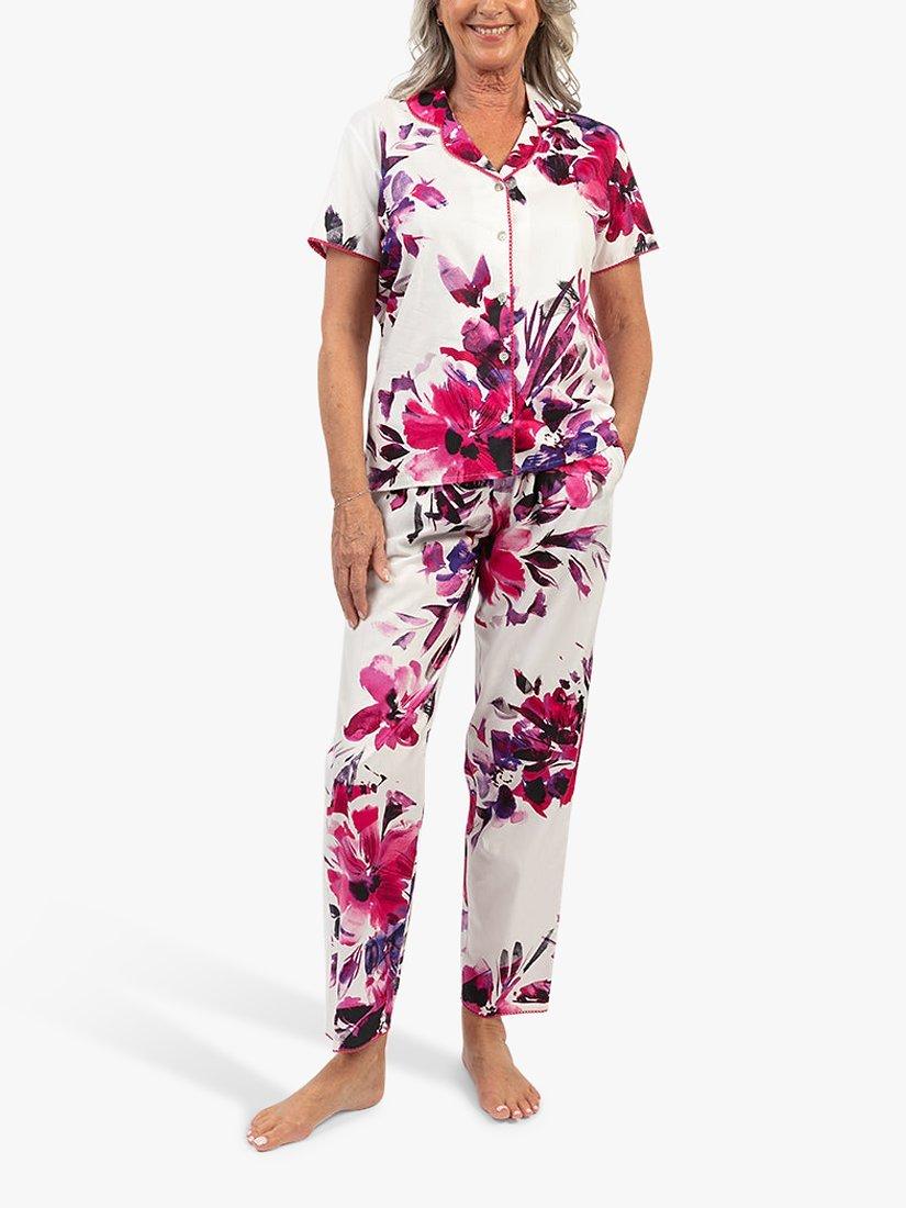 Product image 2 of 3, which shows Nora Rose by Cyberjammies Delilah Pink Floral Print Short Sleeve Pyjama Set, Multi, 8