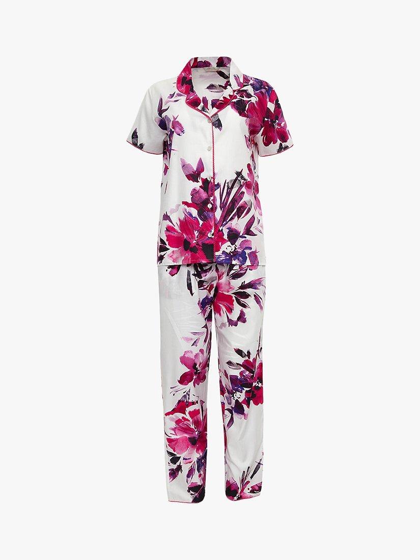 Product image 3 of 3, which shows Nora Rose by Cyberjammies Delilah Pink Floral Print Short Sleeve Pyjama Set, Multi, 8