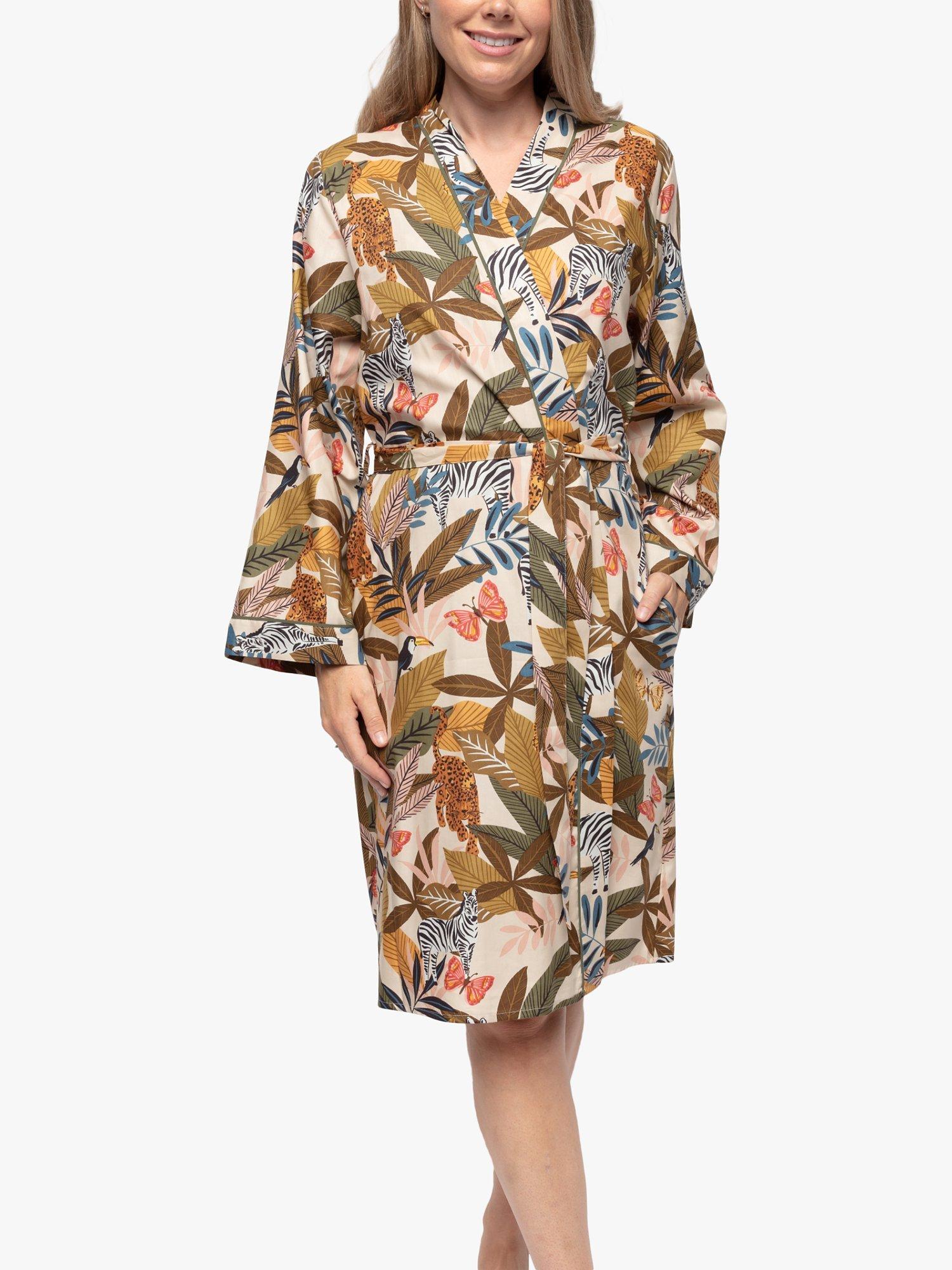 Product image 1 of 4, which shows Cyberjammies Safari Print Dressing Gown, Olive Green, 18
