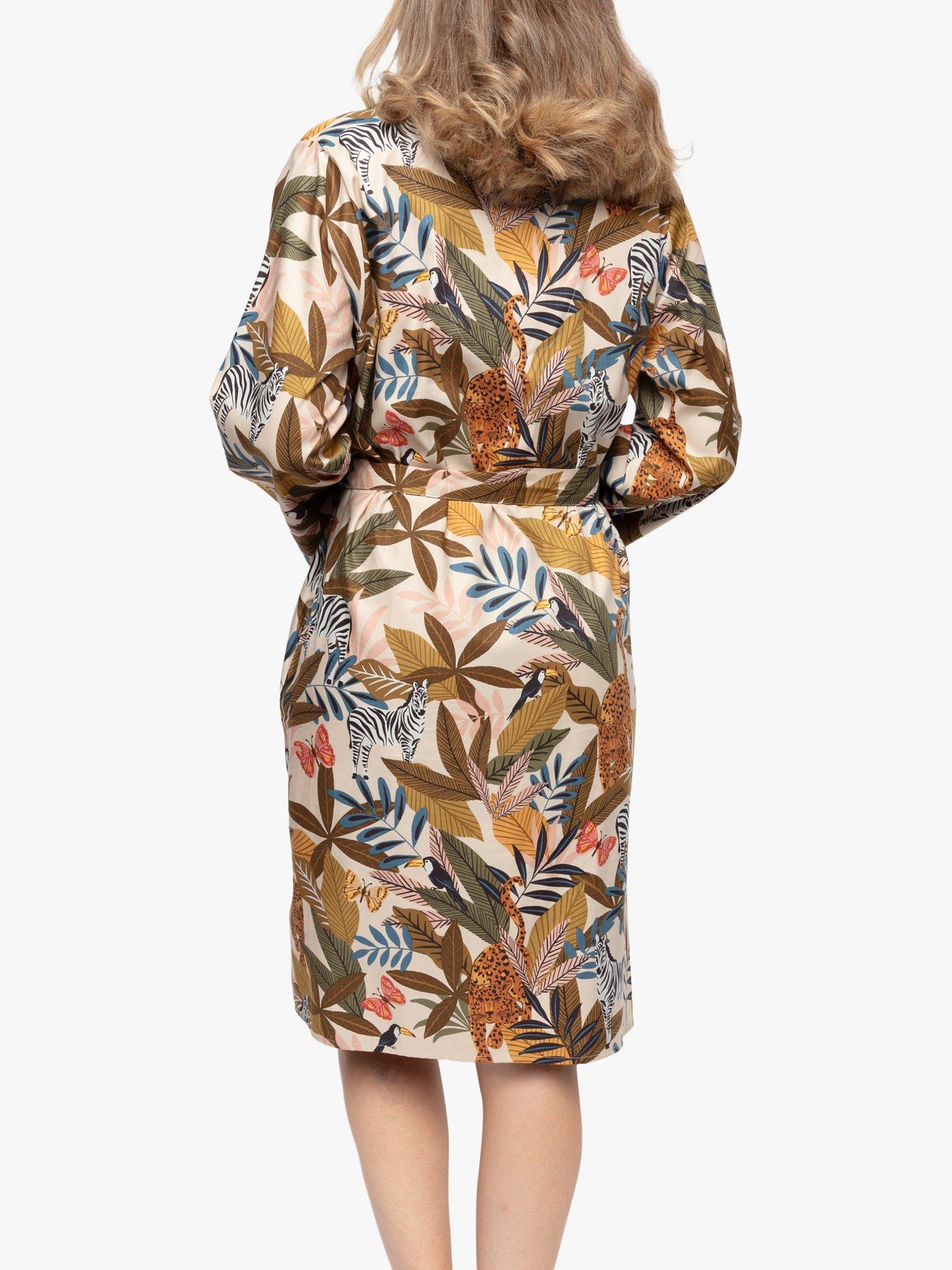 Product image 2 of 4, which shows Cyberjammies Safari Print Dressing Gown, Olive Green, 18