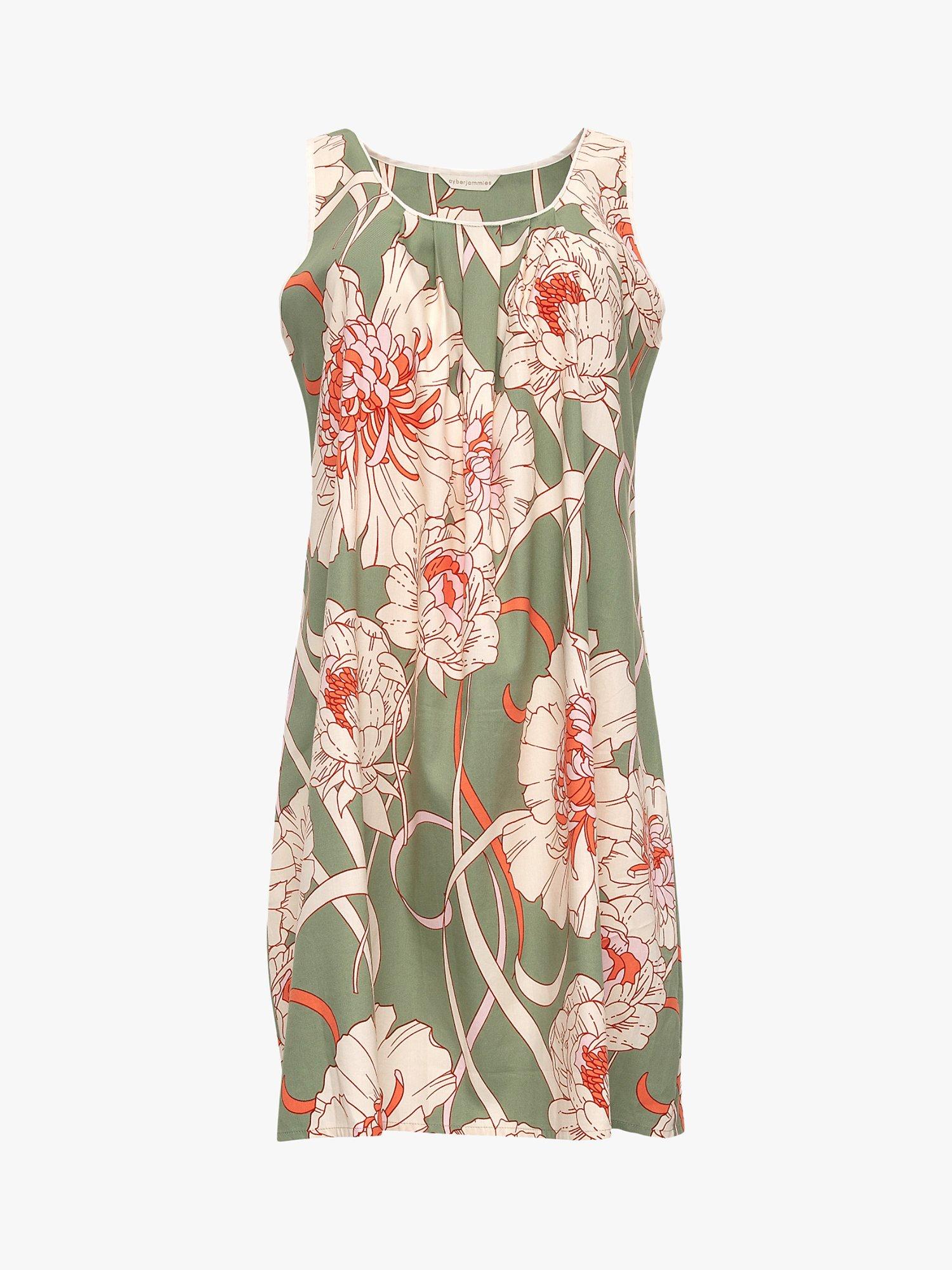Product image 3 of 4, which shows Cyberjammies Floral Print Nightdress, Green, 12