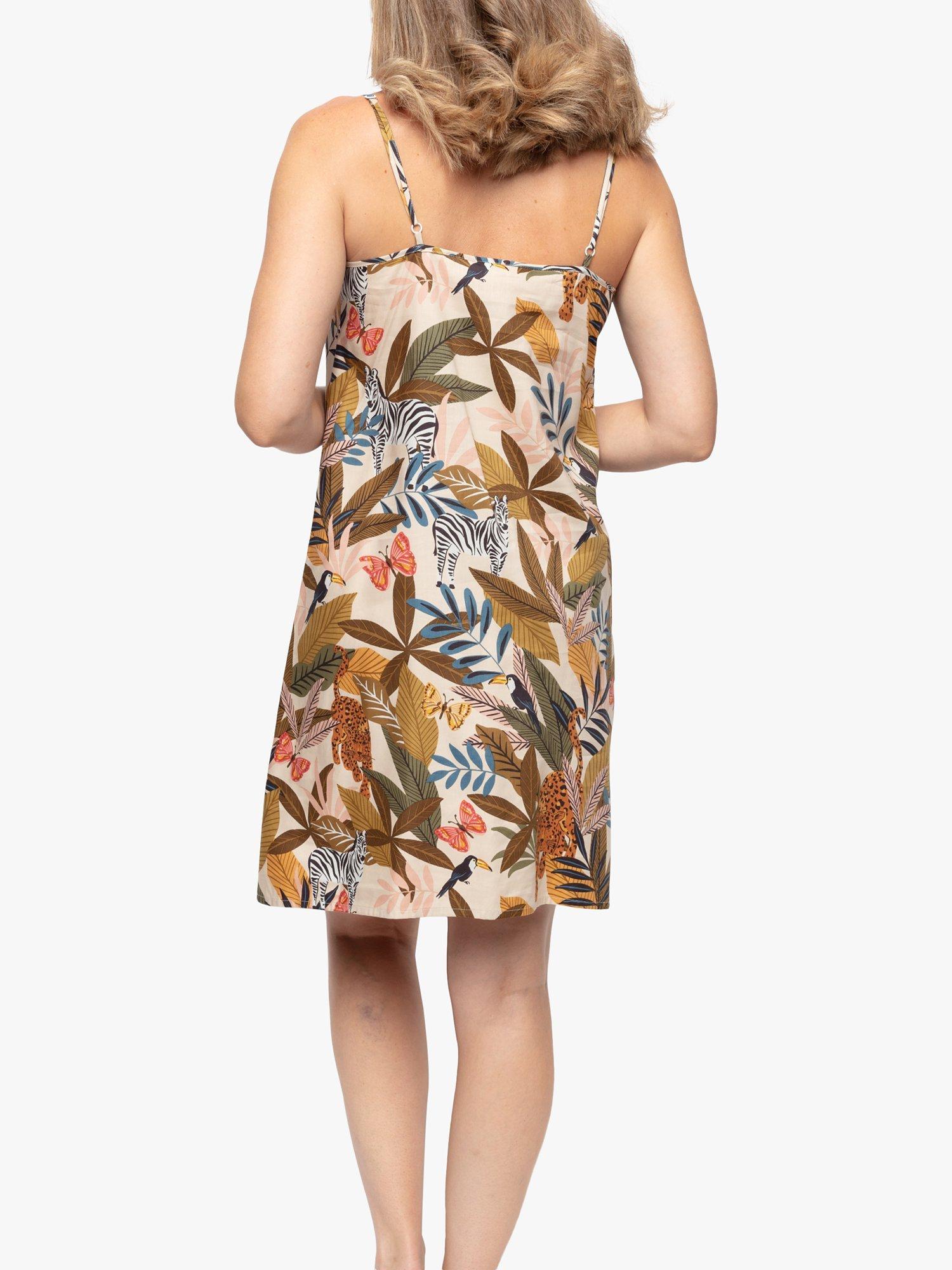 Product image 2 of 4, which shows Cyberjammies Safari Print Strappy Chemise, Olive Green, 18