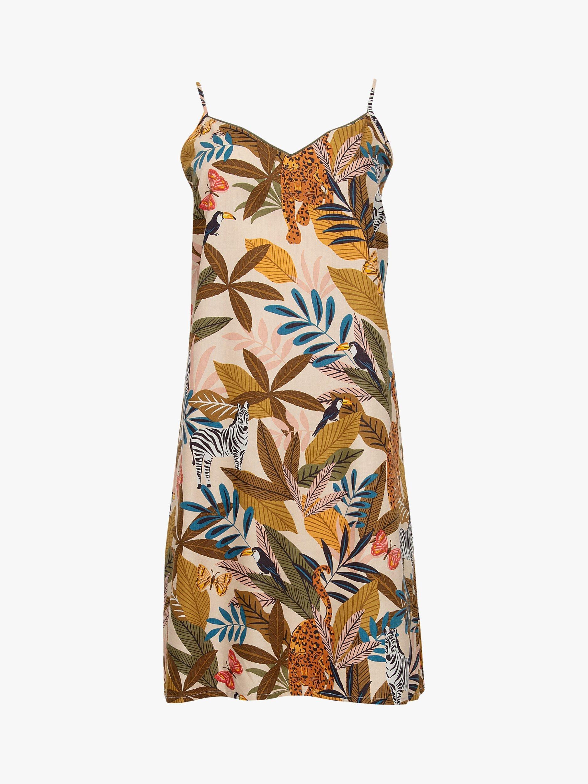 Product image 3 of 4, which shows Cyberjammies Safari Print Strappy Chemise, Olive Green, 18