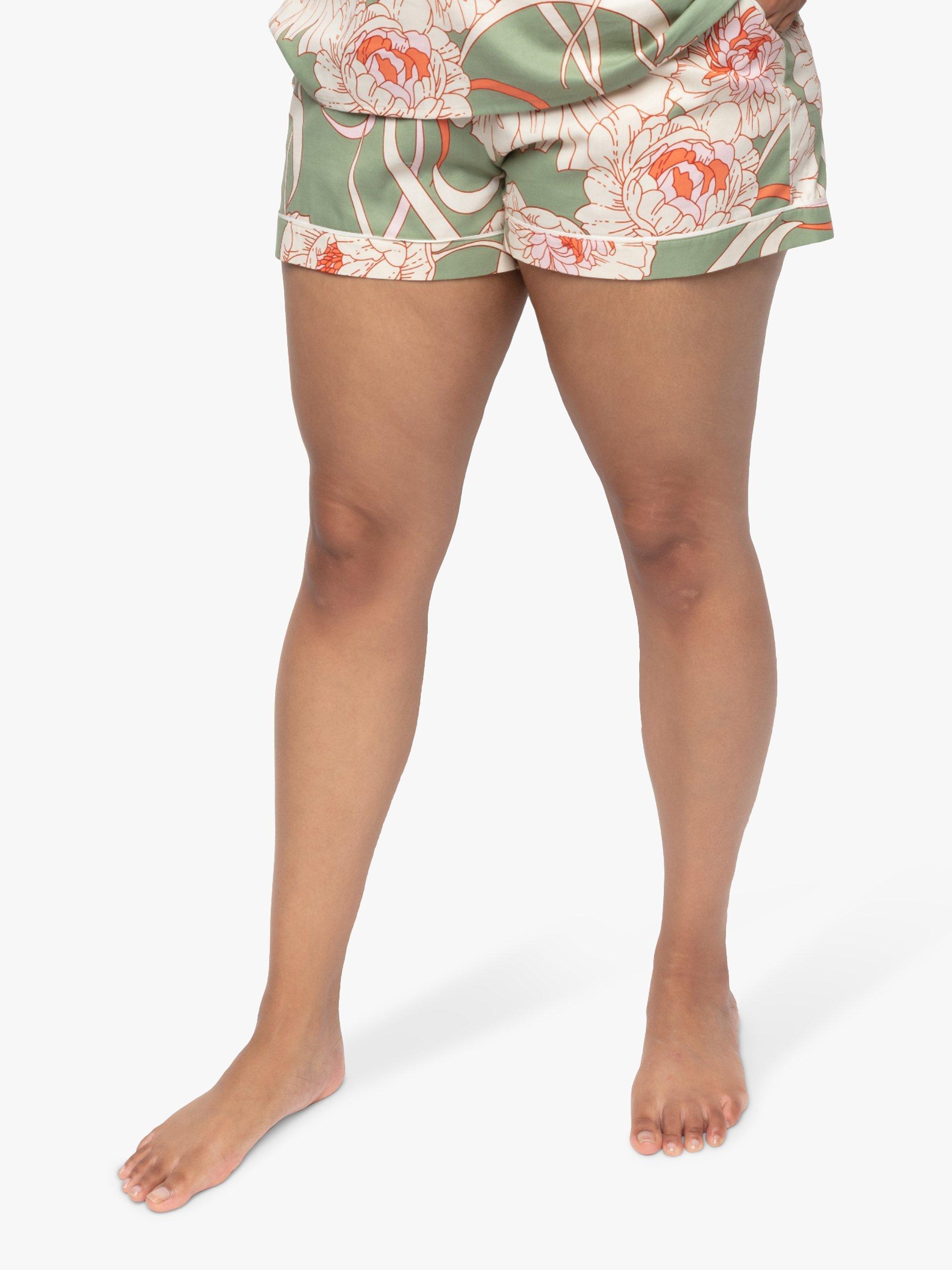 Product image 1 of 4, which shows Cyberjammies Floral Print Pyjama Shorts, Green, 8