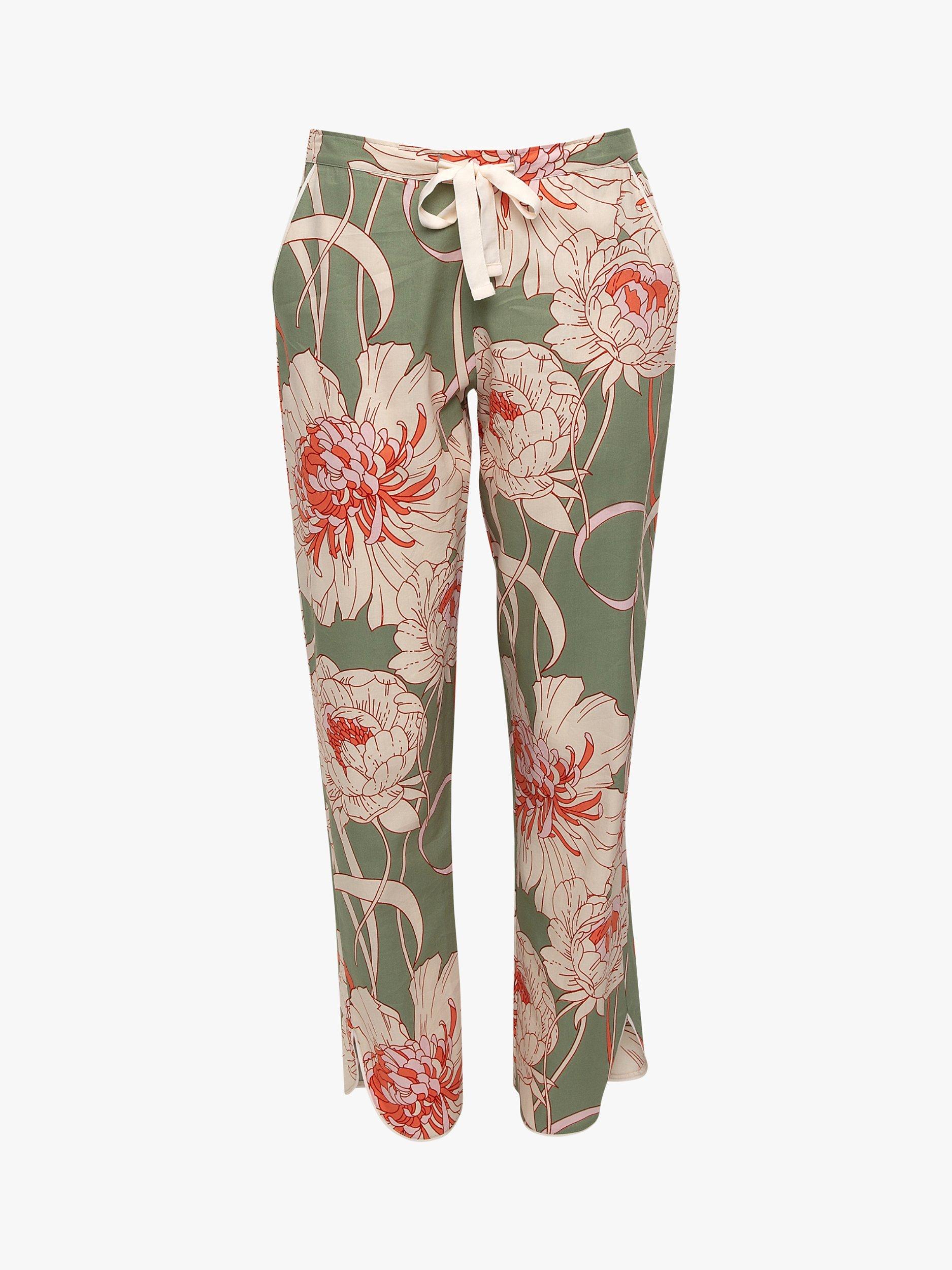 Product image 3 of 4, which shows Cyberjammies Floral Print Pyjama Bottoms, Green, 8