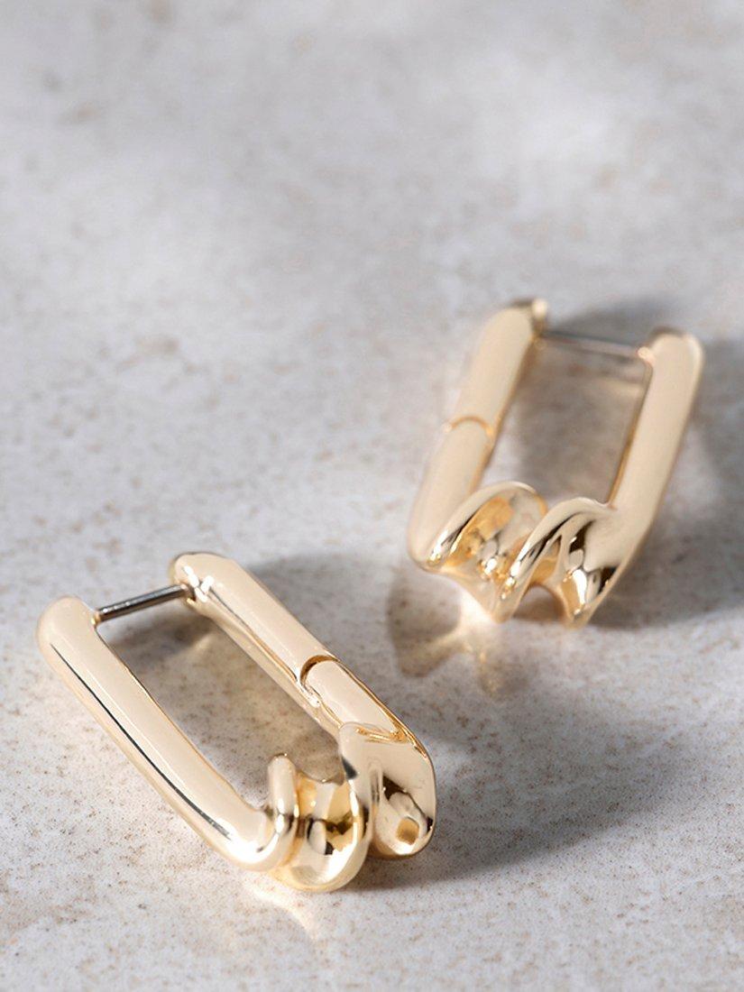 Mint Velvet Twist Oval Hoop Earrings, Gold