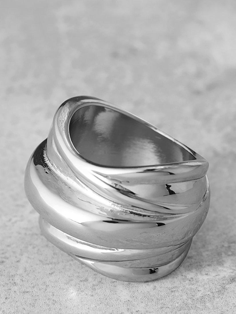 Mint Velvet Chunky Curved Ring, Silver, Small/Medium