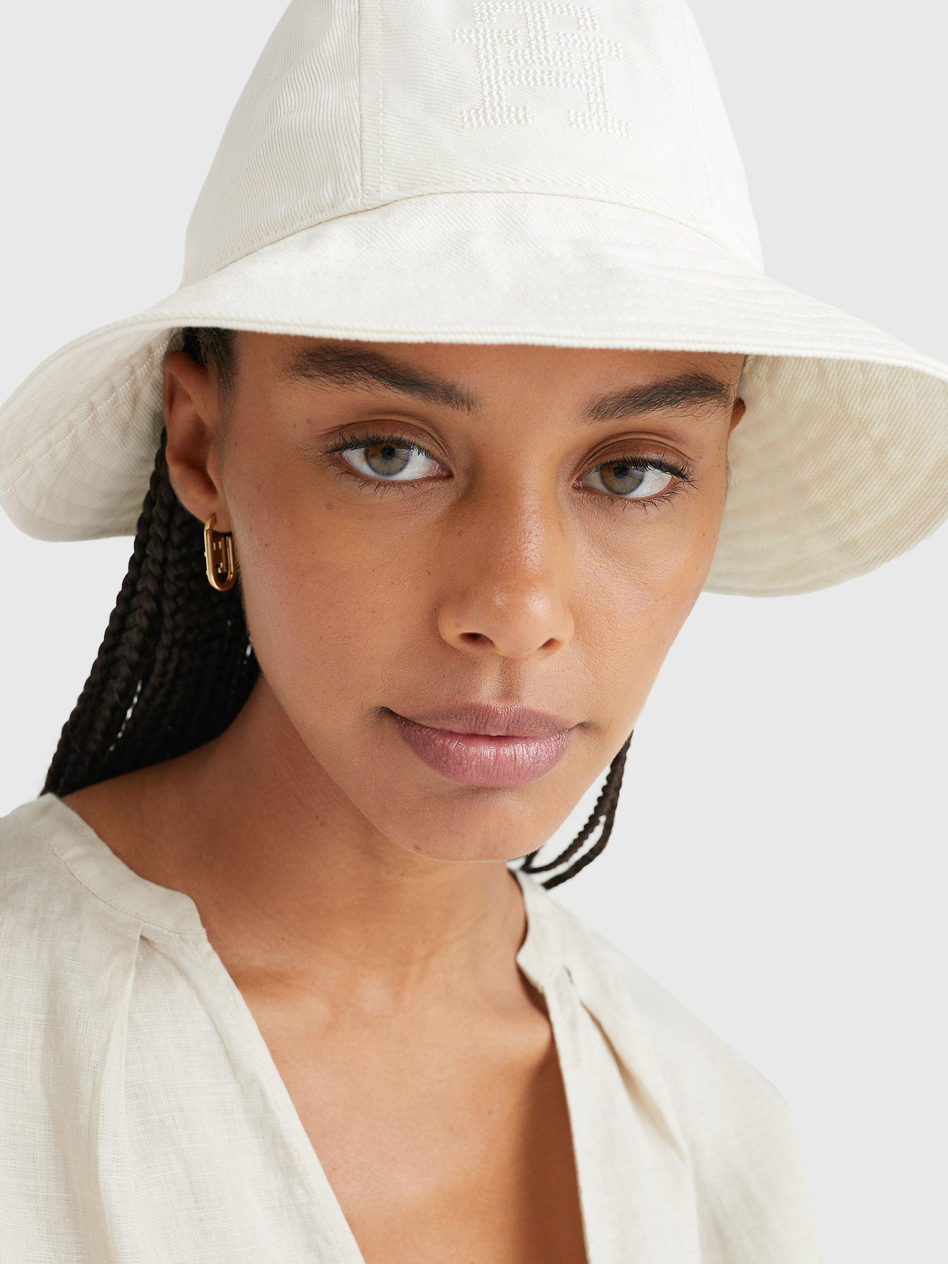 Product image 2 of 3, which shows Tommy Hilfiger Iconic Denim Bucket Hat, Weathered White, One Size