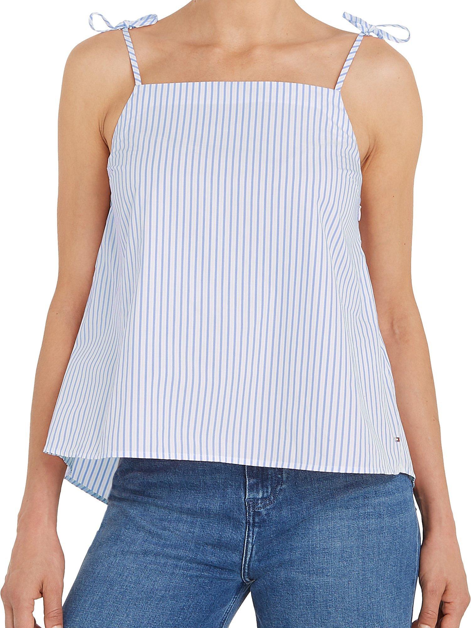 Tommy Hilfiger Organic Cotton Stripe Top, White/Blue