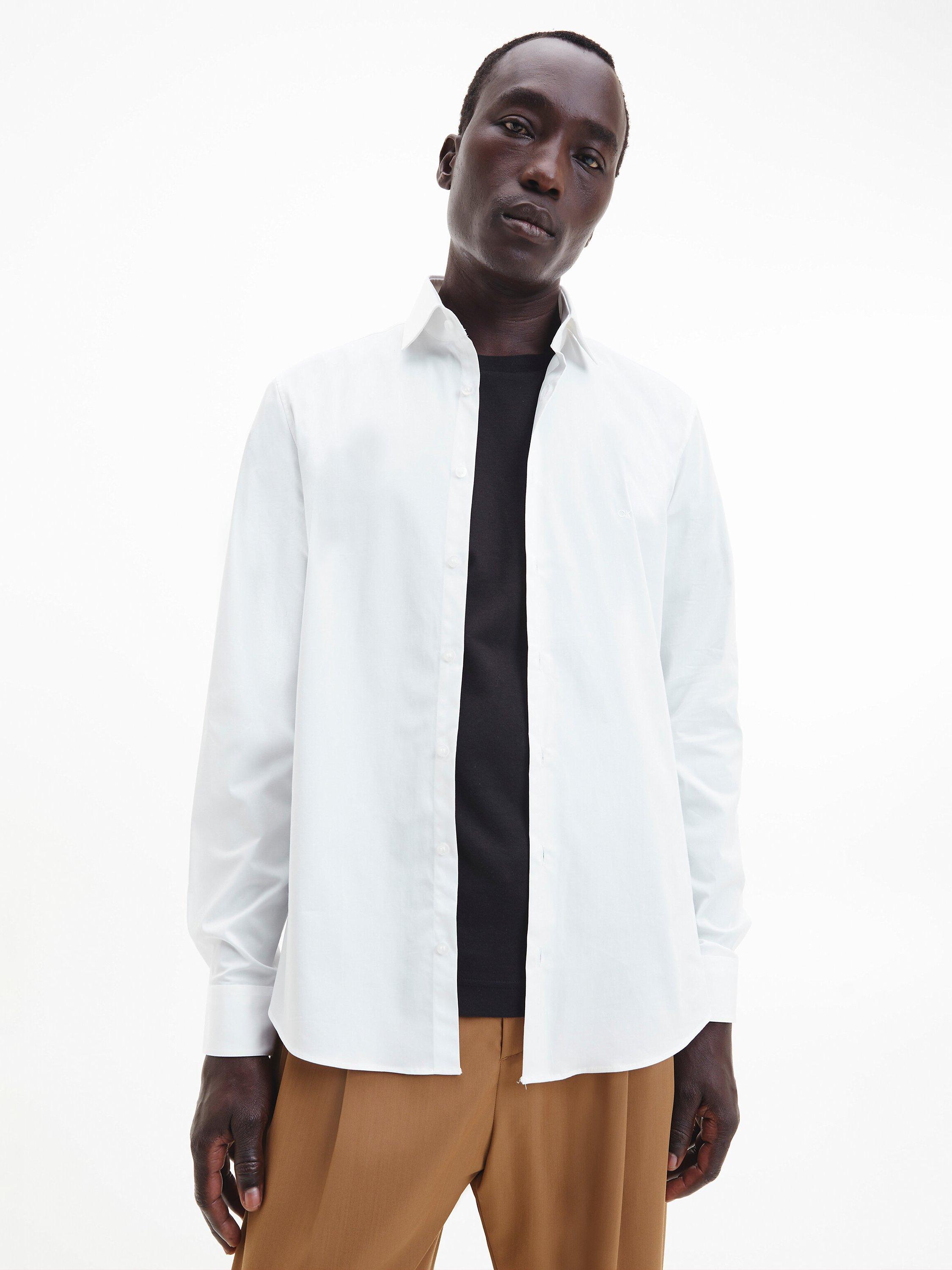 Product image 1 of 5, which shows Calvin Klein Cotton Poplin Slim Fit Shirt, White, 38R