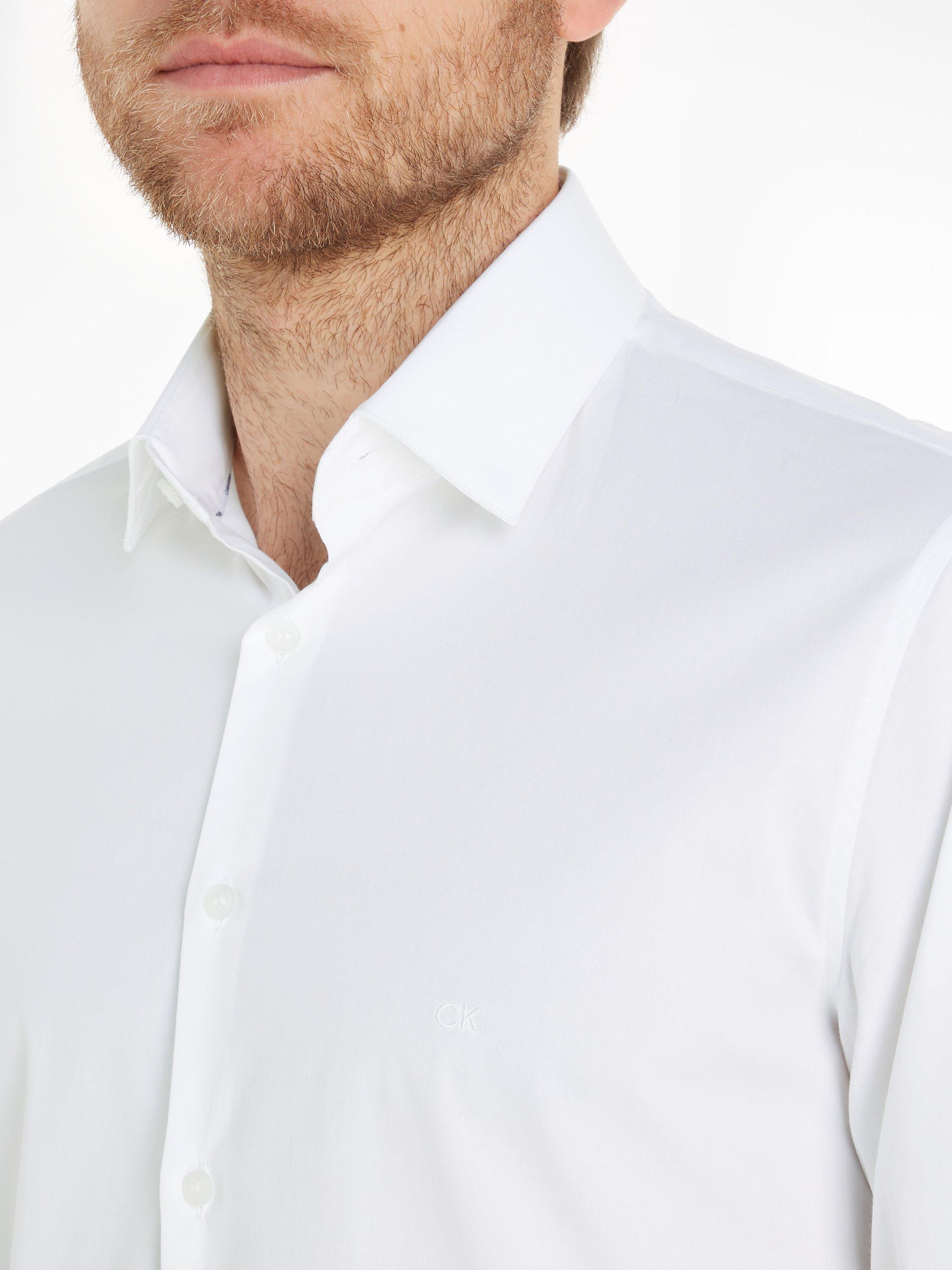 Product image 5 of 5, which shows Calvin Klein Cotton Poplin Slim Fit Shirt, White, 38R