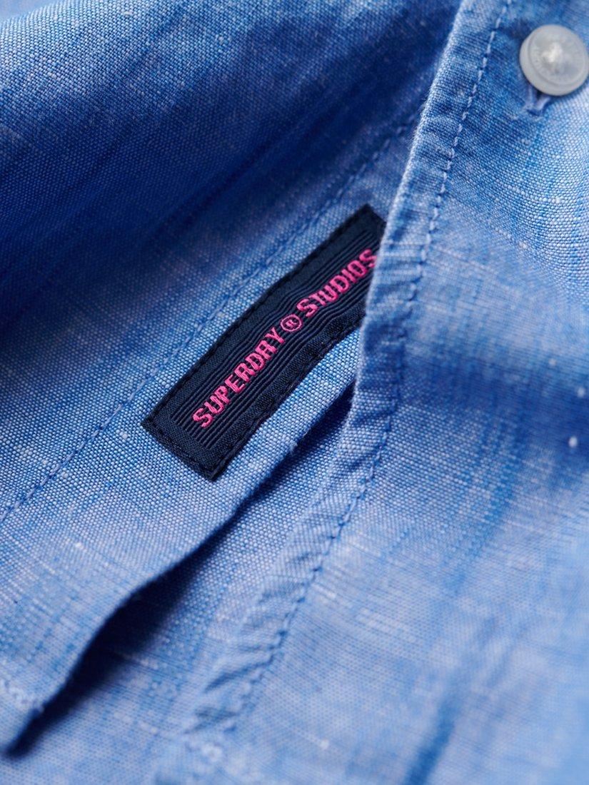 Product image 7 of 8, which shows Superdry Studios Linen and Organic Cotton Blend Shirt, Blue Bonnet, S